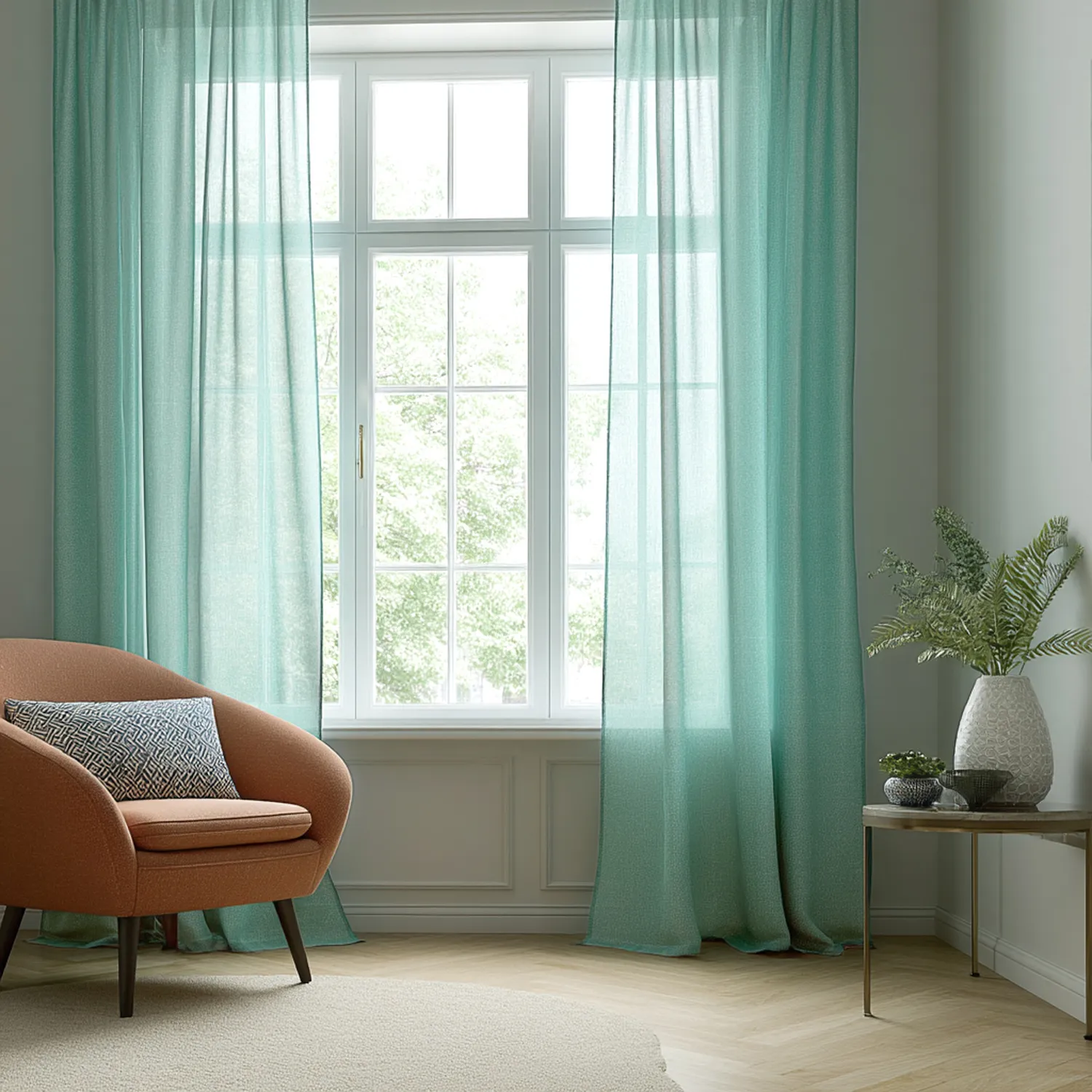 Vorhänge - Leinenvorhang Cosmina (minzgrün)