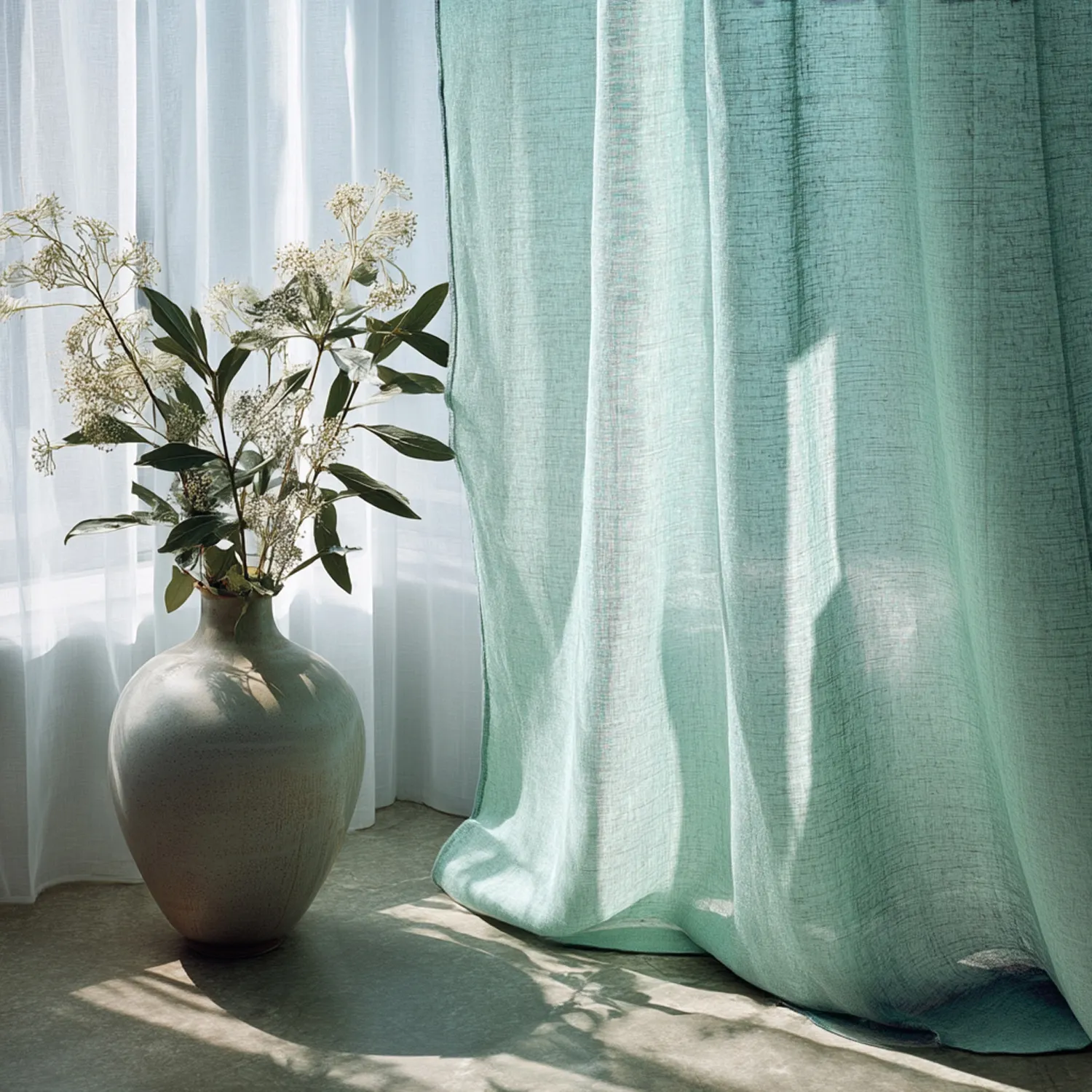 Vorhänge - Leinenvorhang Cosmina (minzgrün)