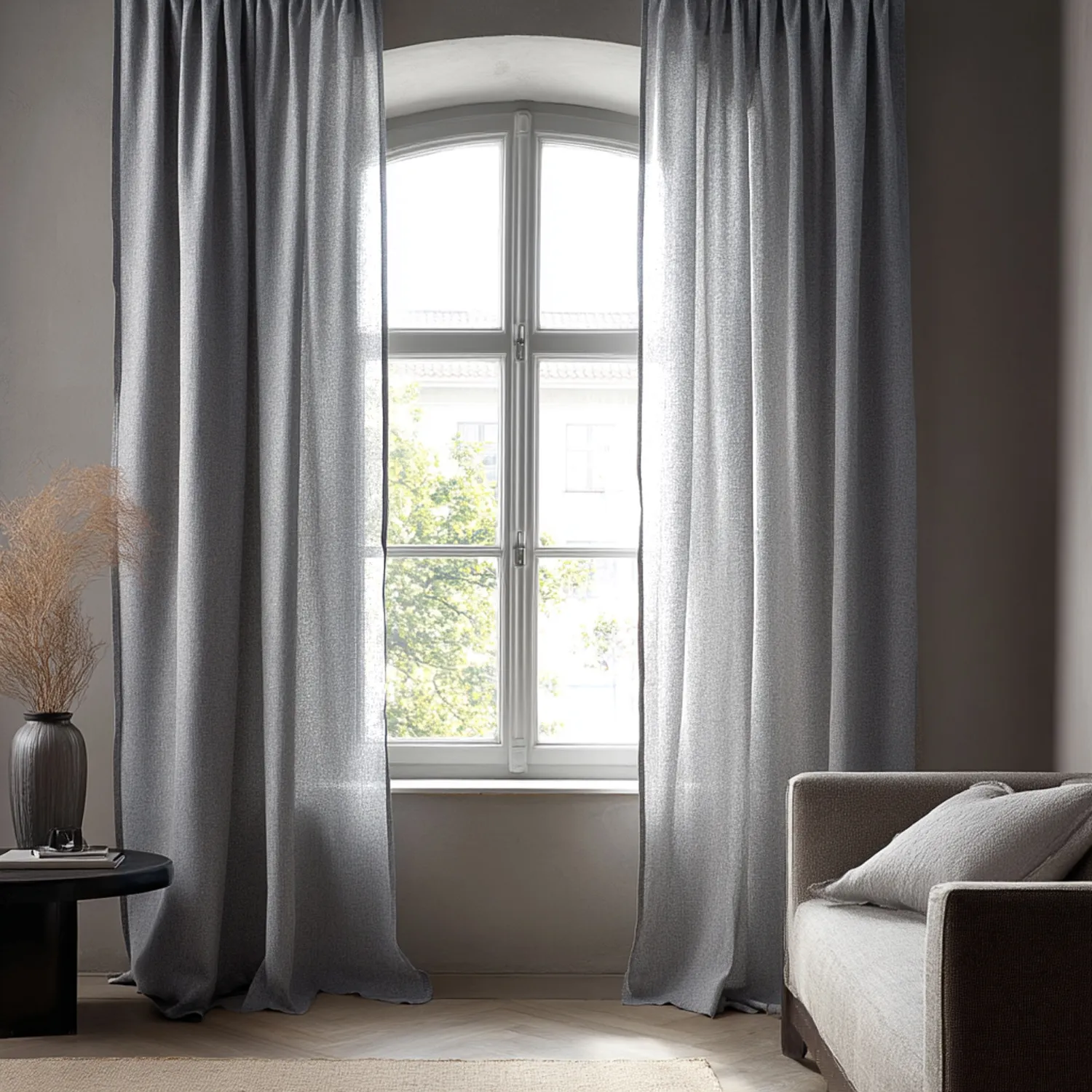 Vorhänge - Leinenvorhang Cosmina (dunkelgrau)