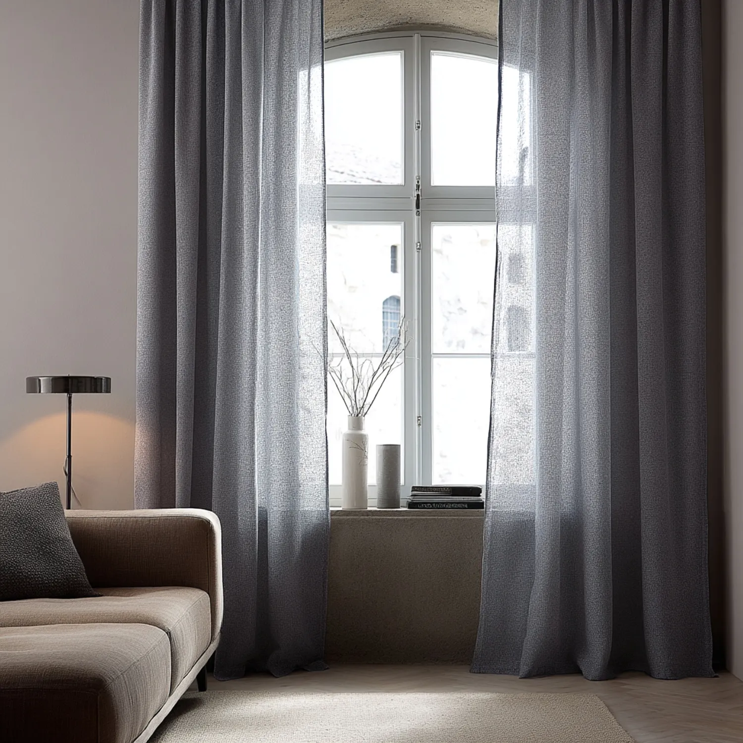 Vorhänge - Leinenvorhang Cosmina (dunkelgrau)