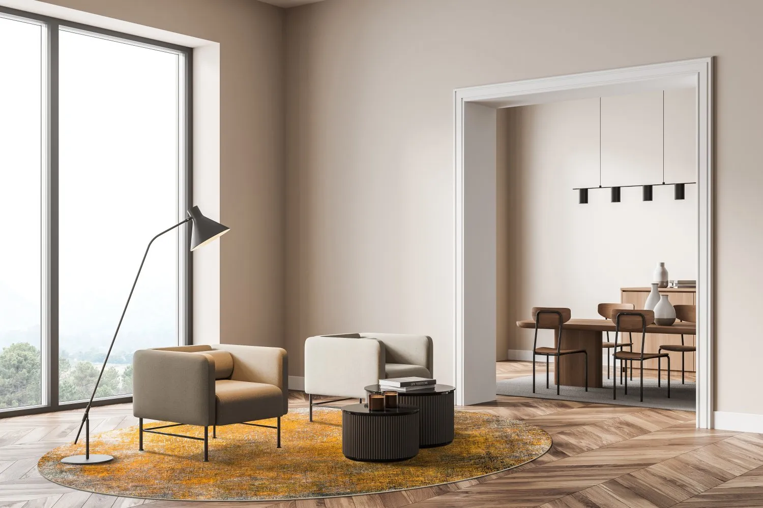 Tapis rond - Lalin (jaune)