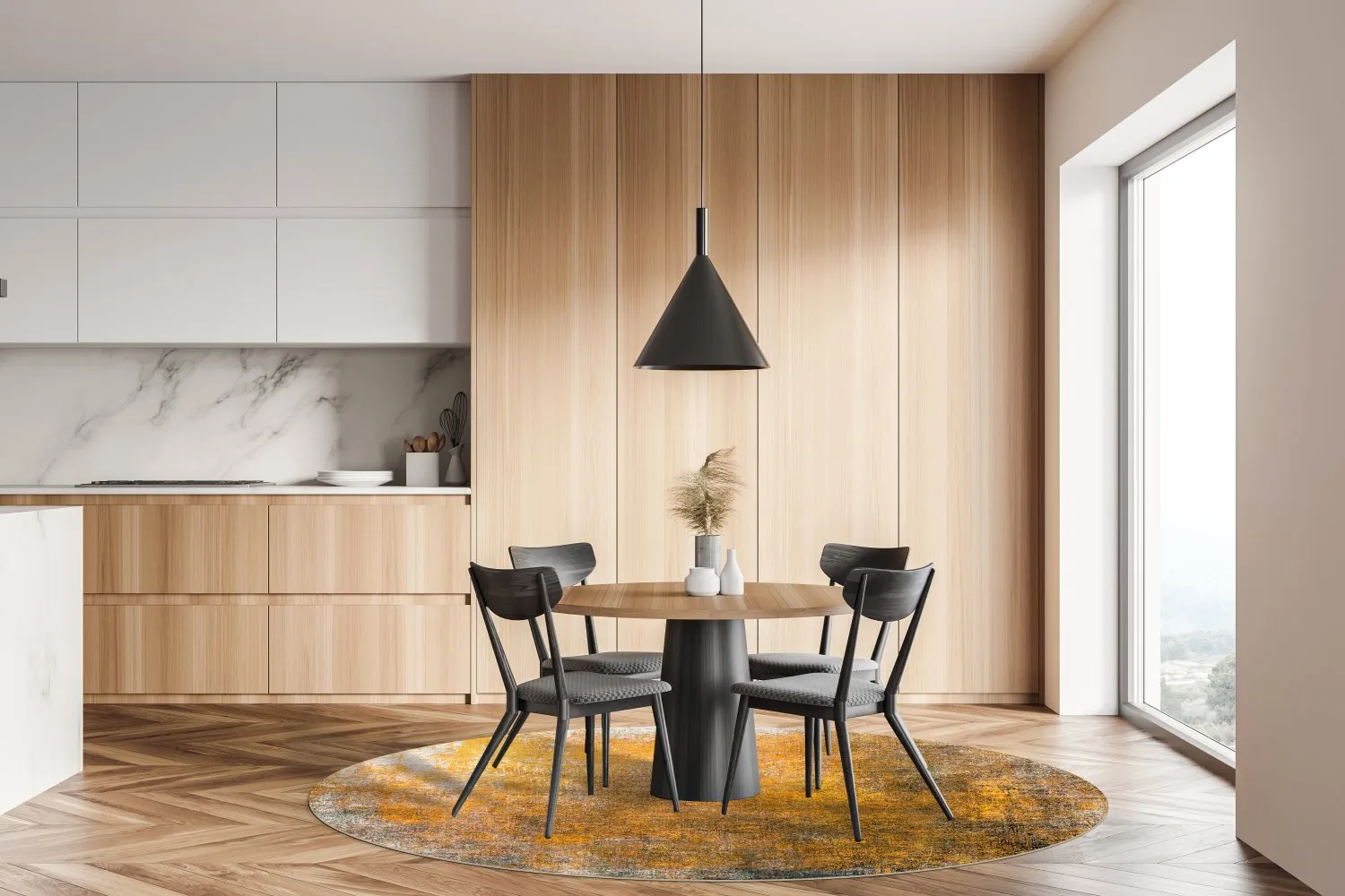 Tapis rond - Lalin (jaune)