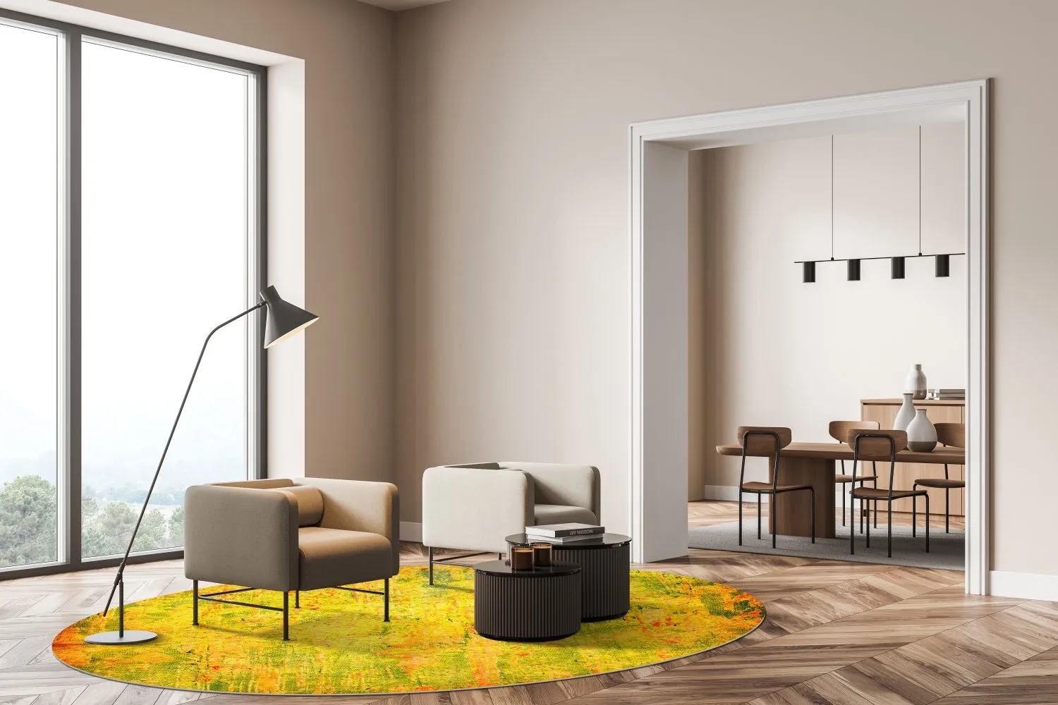 Rund Teppich - Melide (gelb)