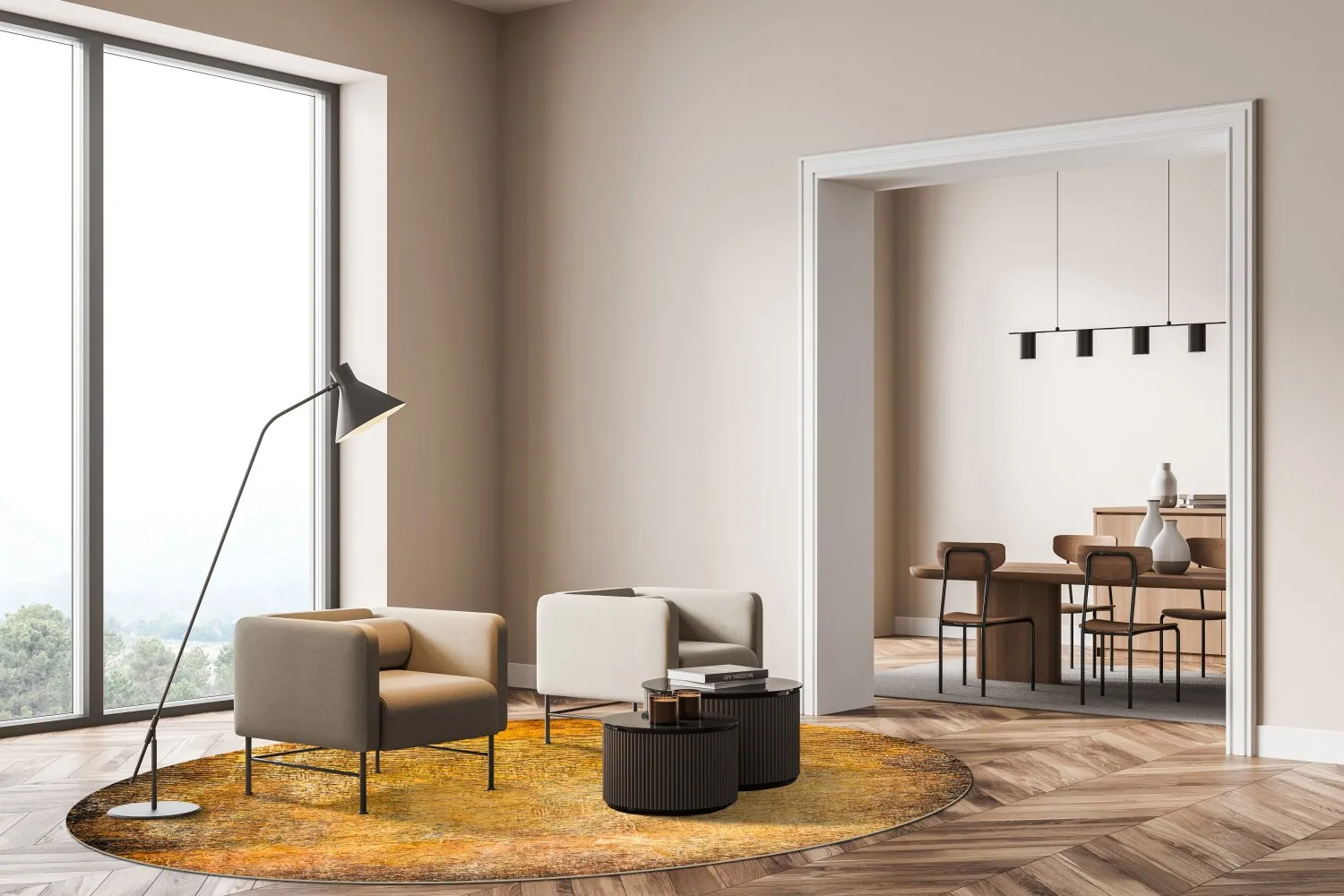 Rund Teppich - Minde (gold)