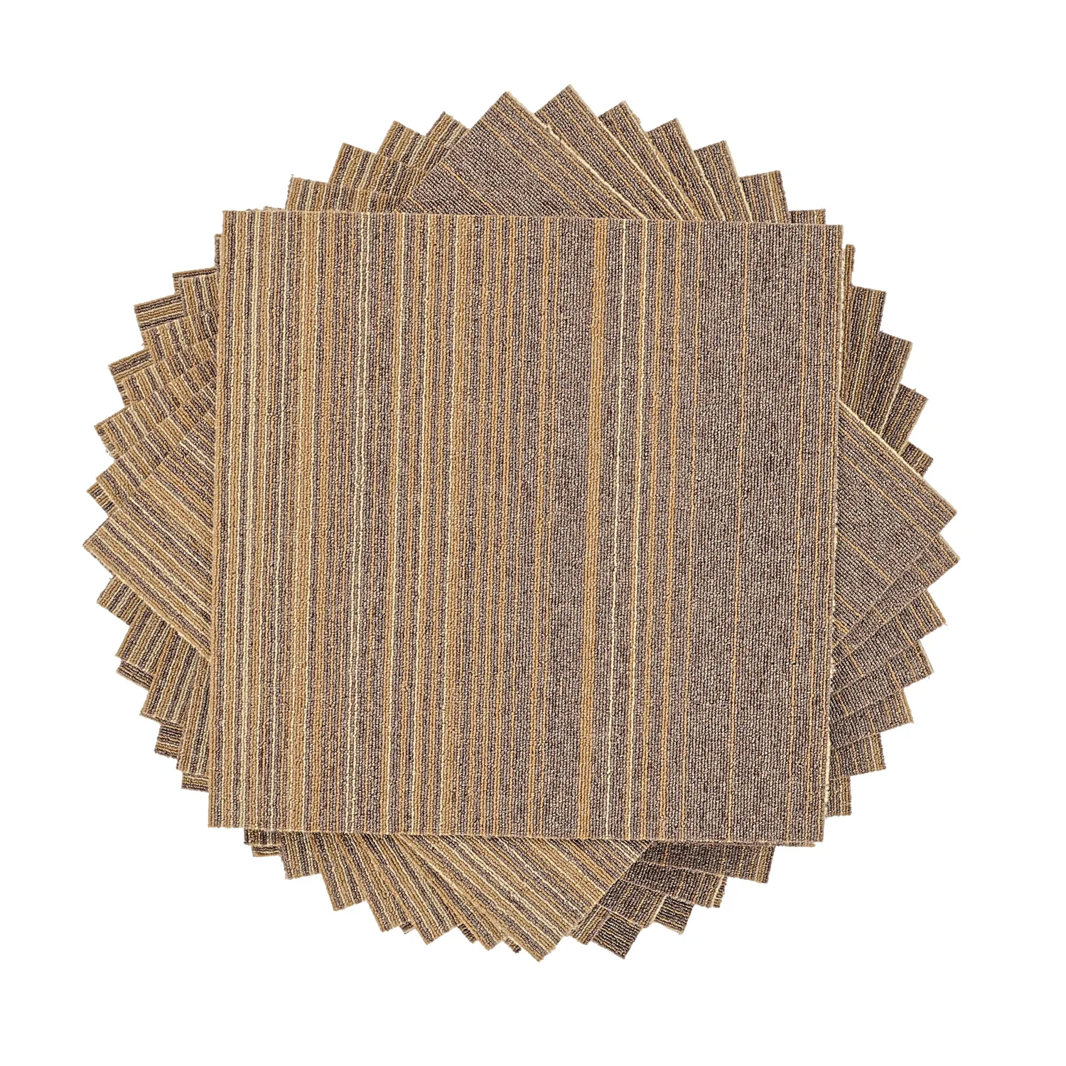 Teppichboden - Almeria Teppichfliesen 24 Stk. (unregelmäßig gestreift braun)