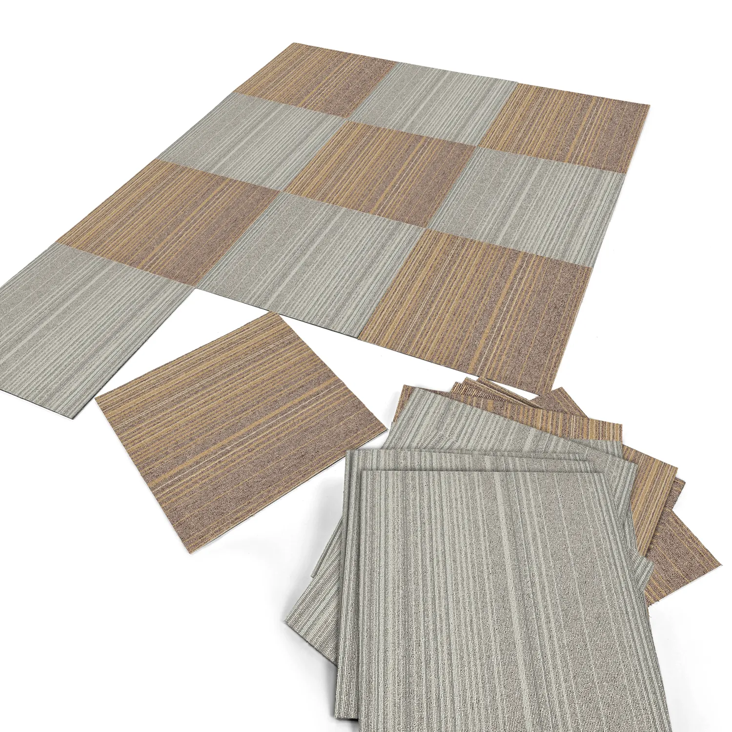 Teppichboden - Almeria Teppichfliesen 24 Stk. (unregelmäßig gestreift braun)