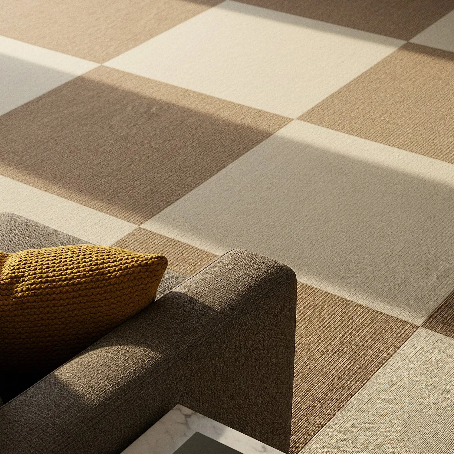 Teppichboden - Almeria Teppichfliesen 24 Stk. (creme)