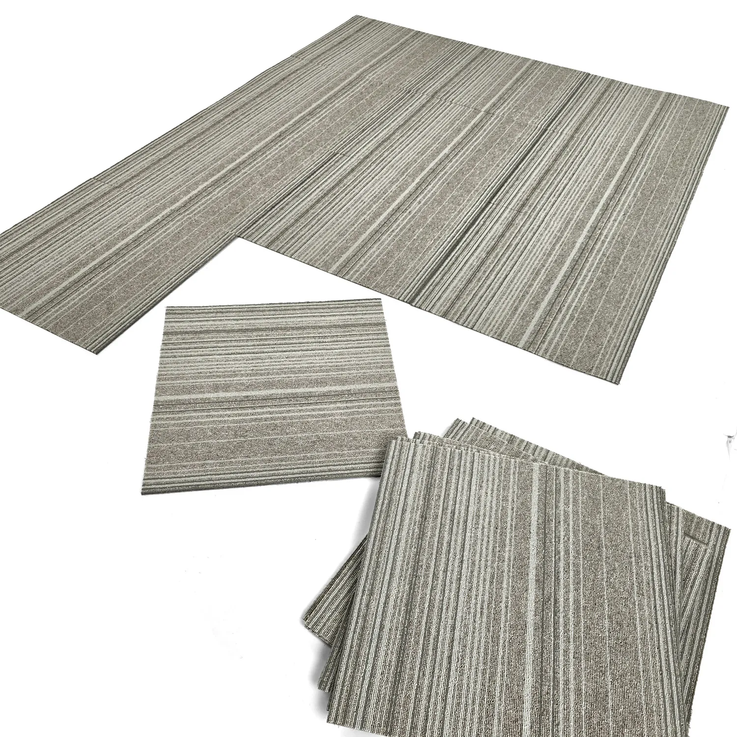 Teppichboden - Almeria Teppichfliesen 24 Stk. (unregelmäßig gestreift grau)