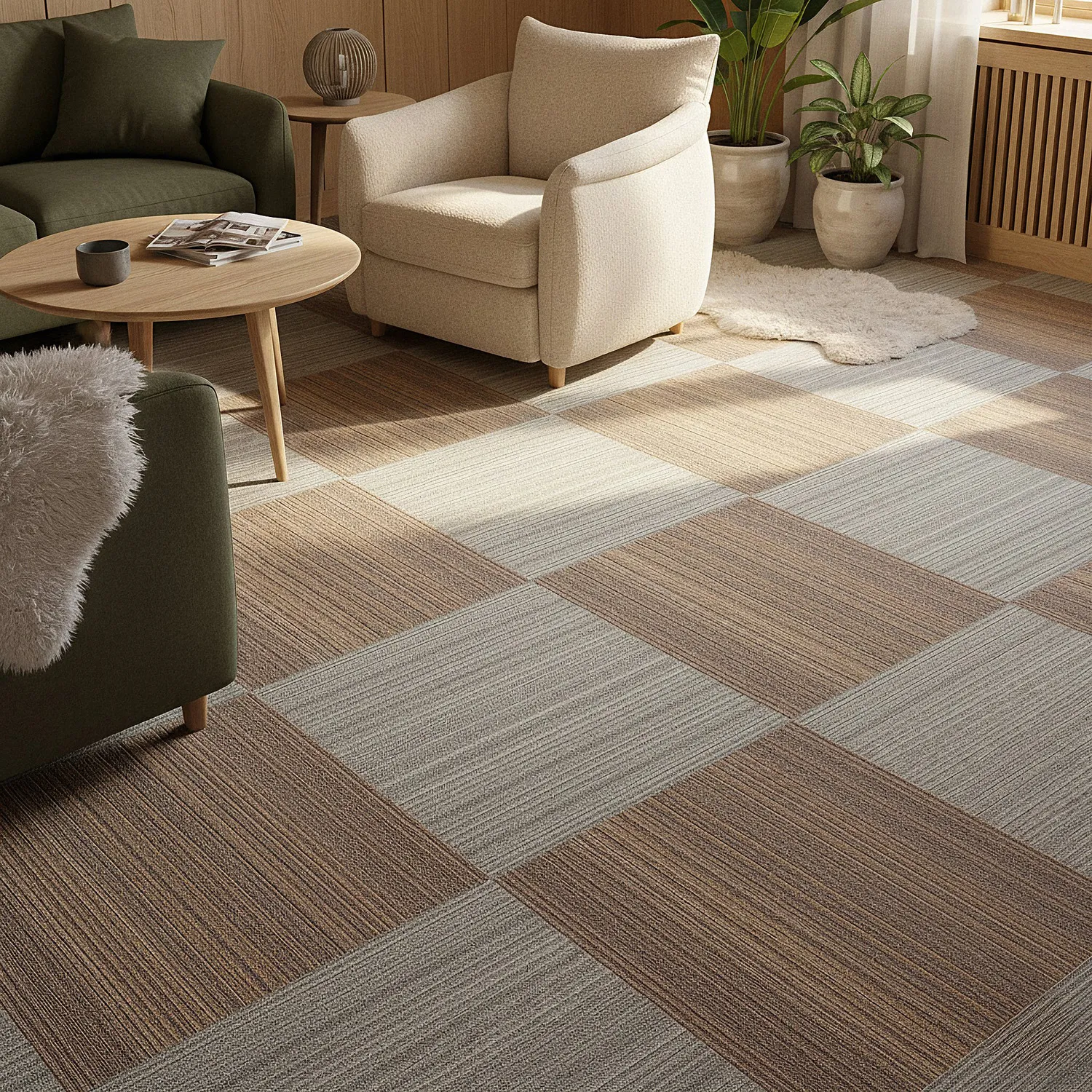 Teppichboden - Almeria Teppichfliesen 24 Stk. (unregelmäßig gestreift grau)