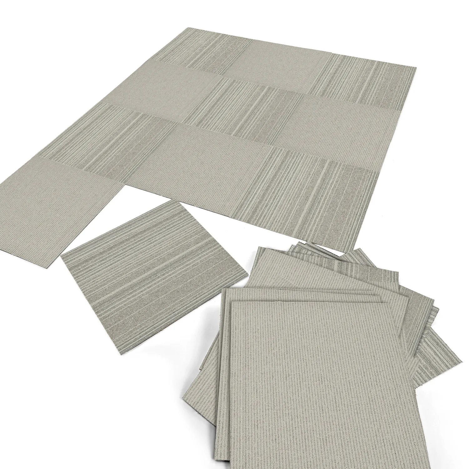 Teppichboden - Almeria Teppichfliesen 24 Stk. (unregelmäßig gestreift grau)