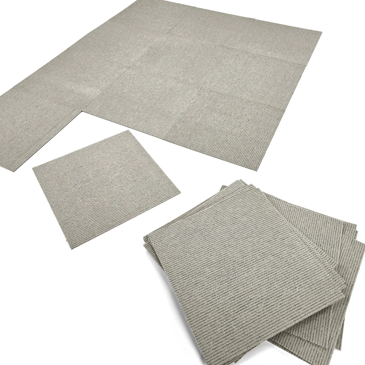 Teppichboden - Almeria Teppichfliesen 24 Stk. (gestreift grau)