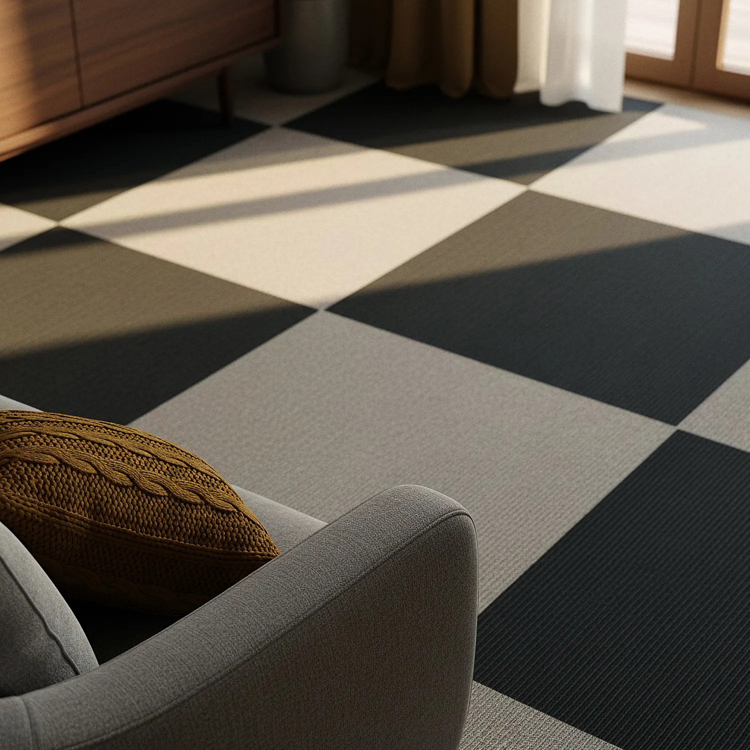 Teppichboden - Almeria Teppichfliesen 24 Stk. (grau)