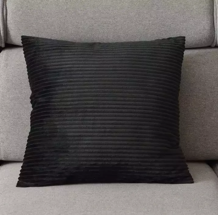 Housse de coussin - Striped Velvet 50 x 50 cm (noir)