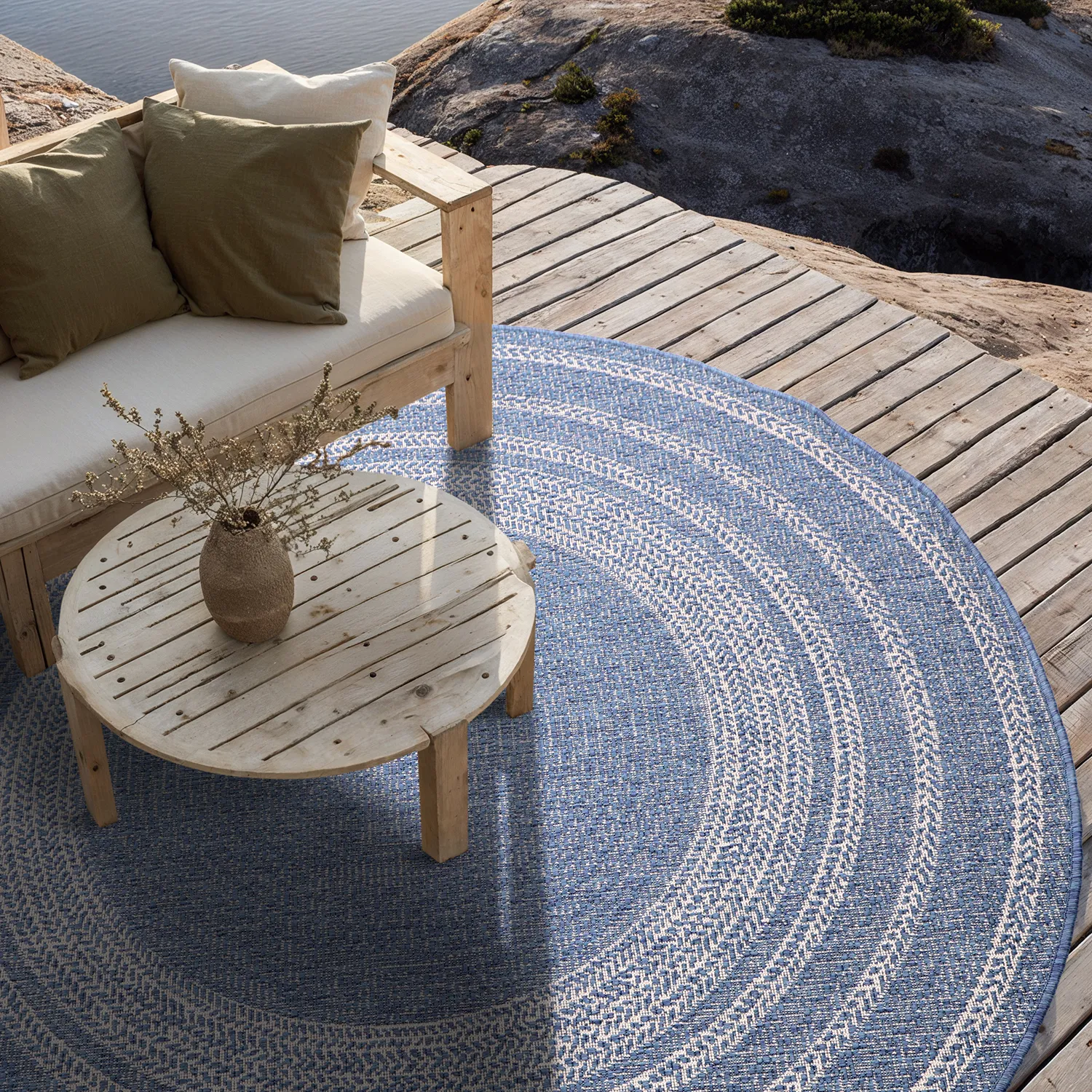 Rund Teppich - Indoor/Outdoor Angus (blau)