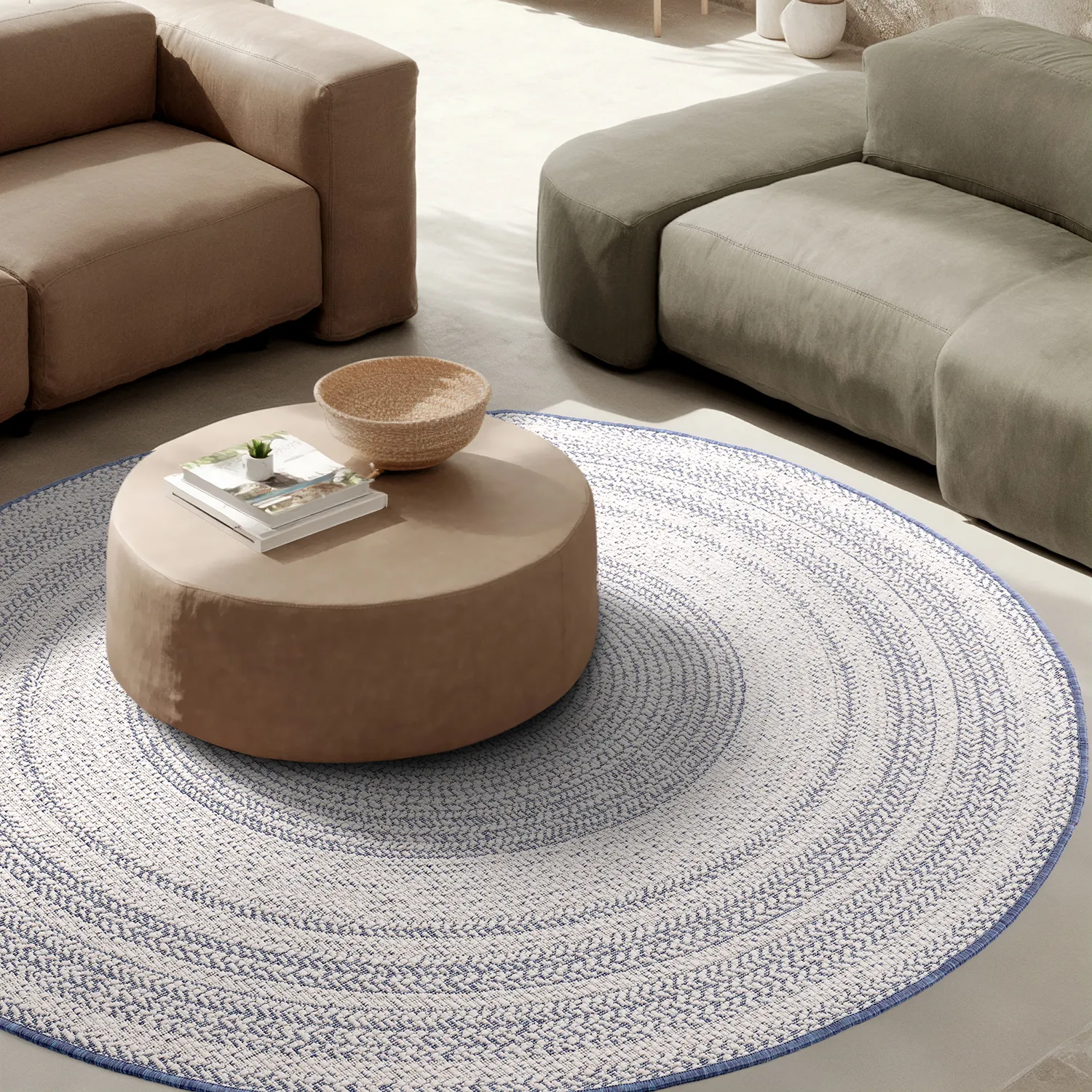 Rund Teppich - Indoor/Outdoor Angus (blau)