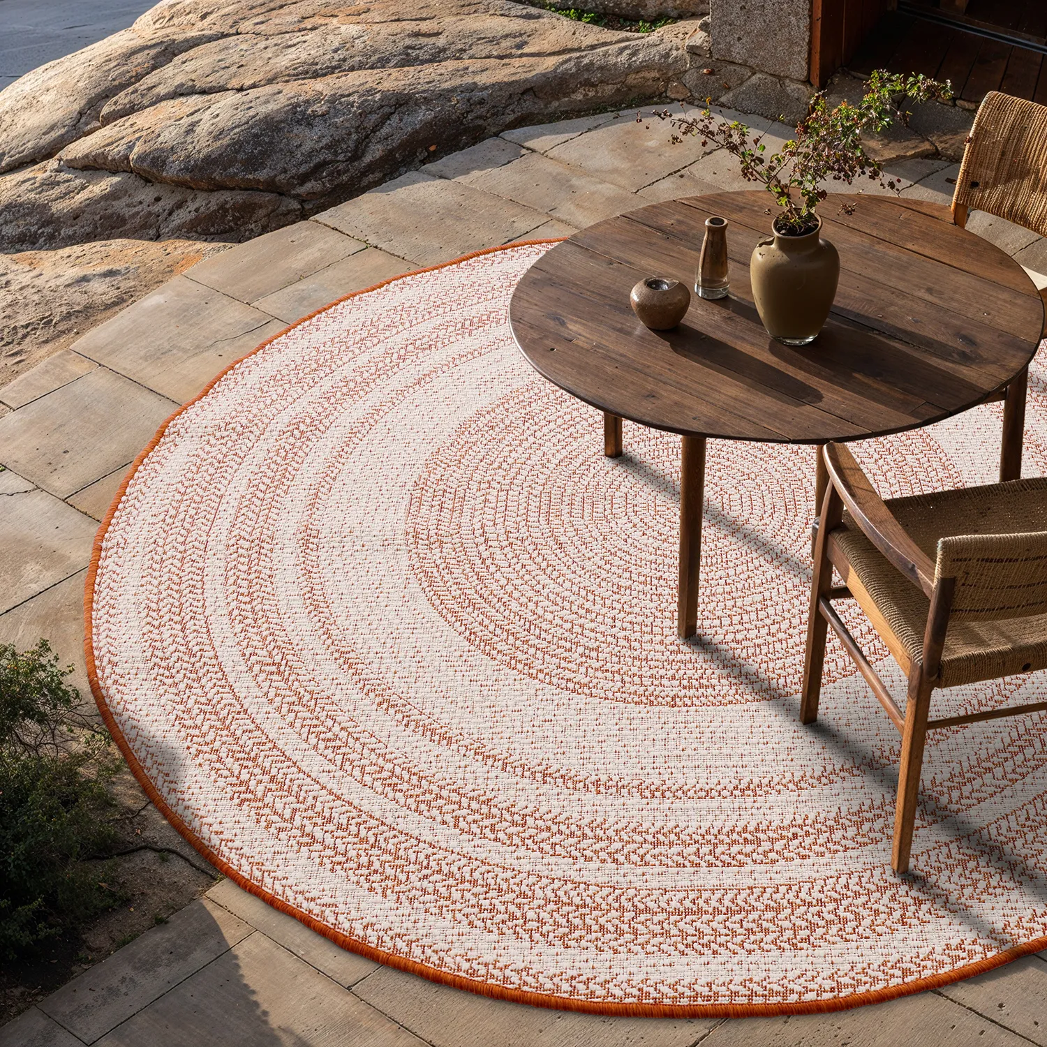 Rund Teppich - Indoor/Outdoor Angus (rot)