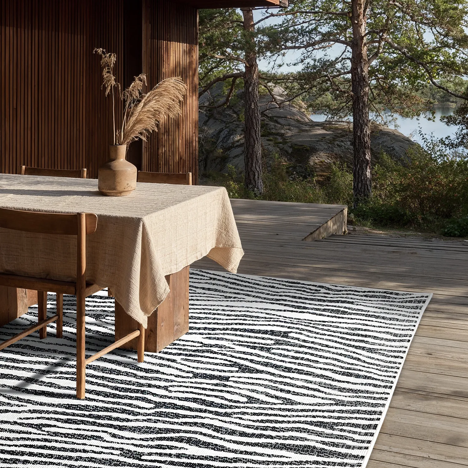 Teppich für innen und außen - utomhusmatta - Vaura (schwarz/weiß)