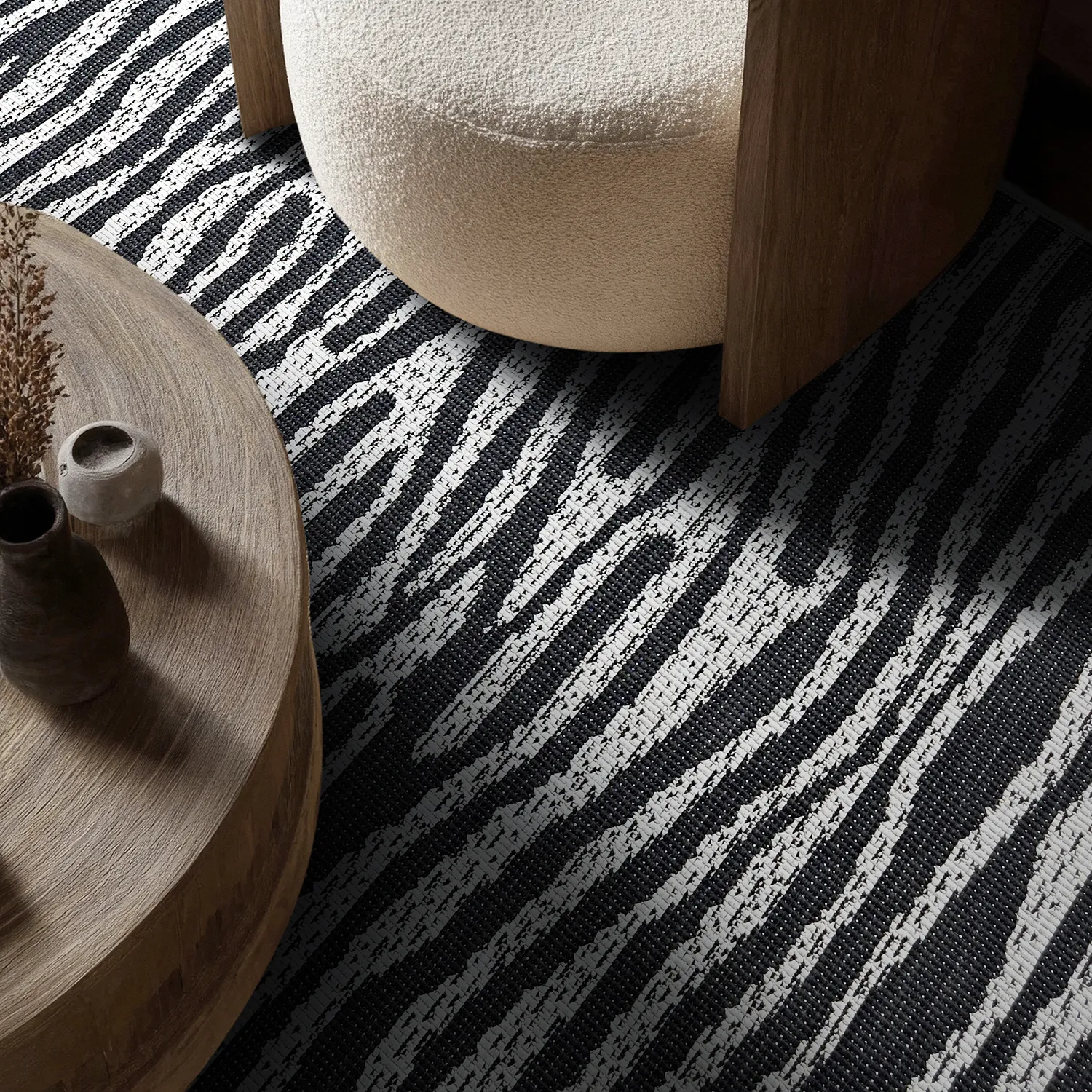 Teppich für innen und außen - utomhusmatta - Vaura (schwarz/weiß)