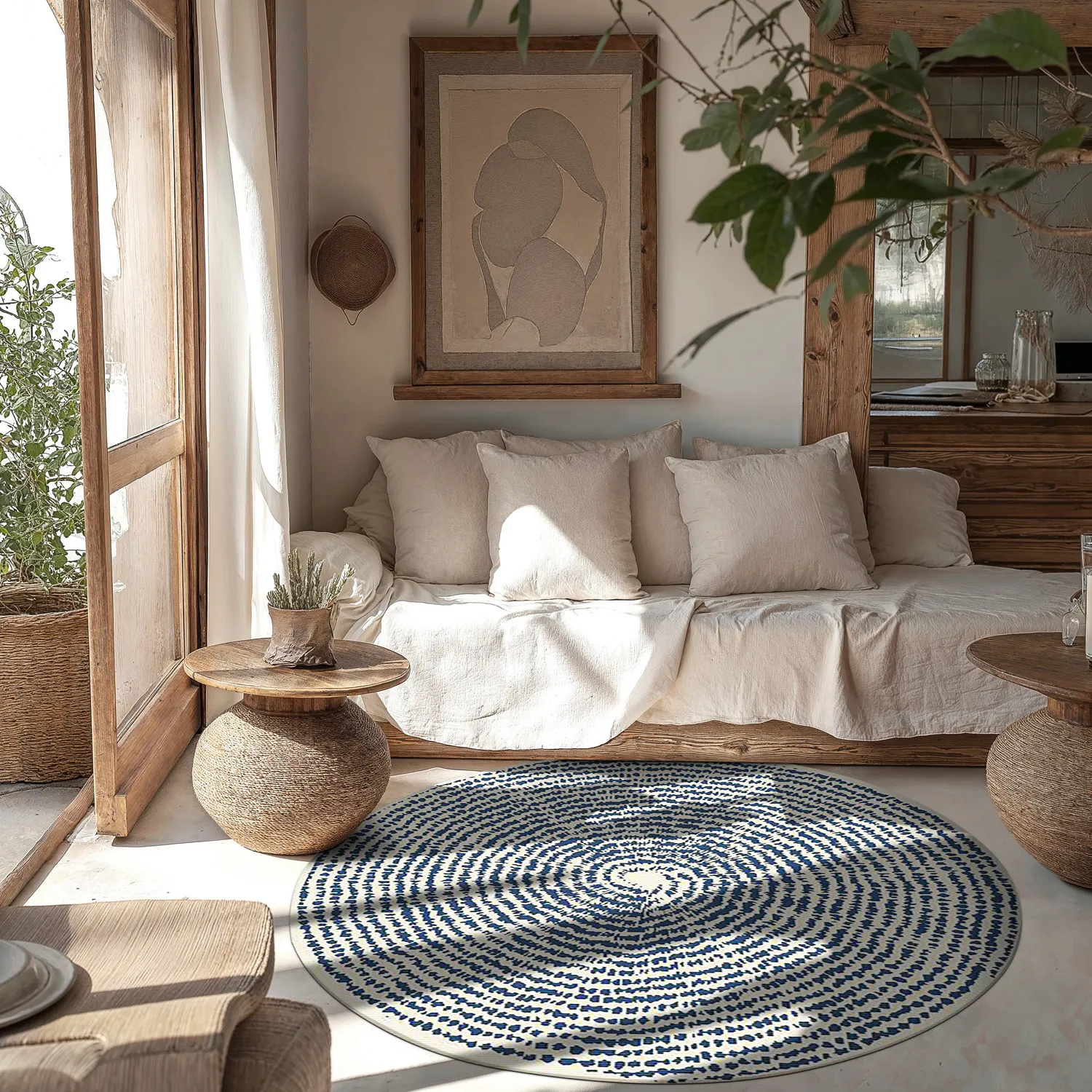 Rund Teppich - Brussels Swirl (blau)