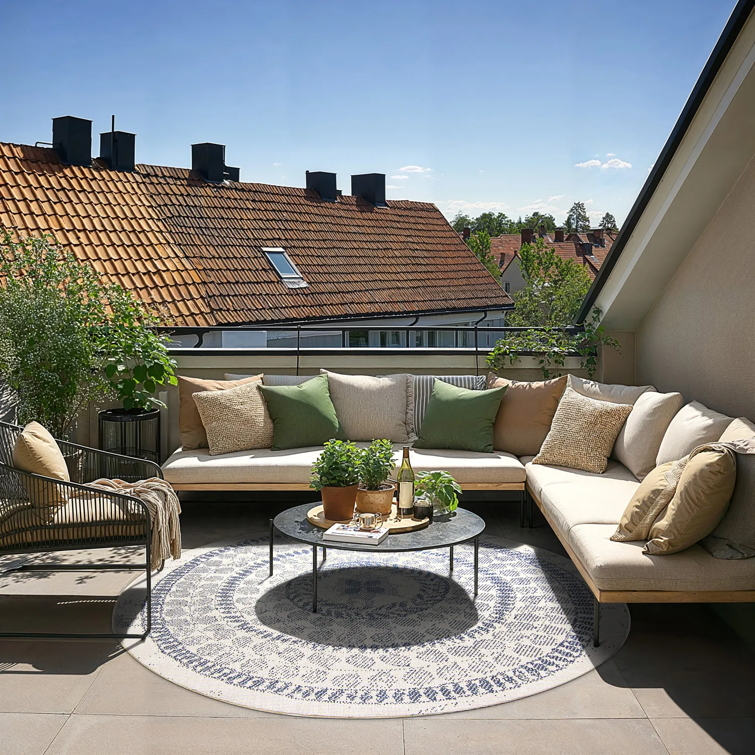 Runde Teppiche - Indoor/Outdoor Malcolm (blau)