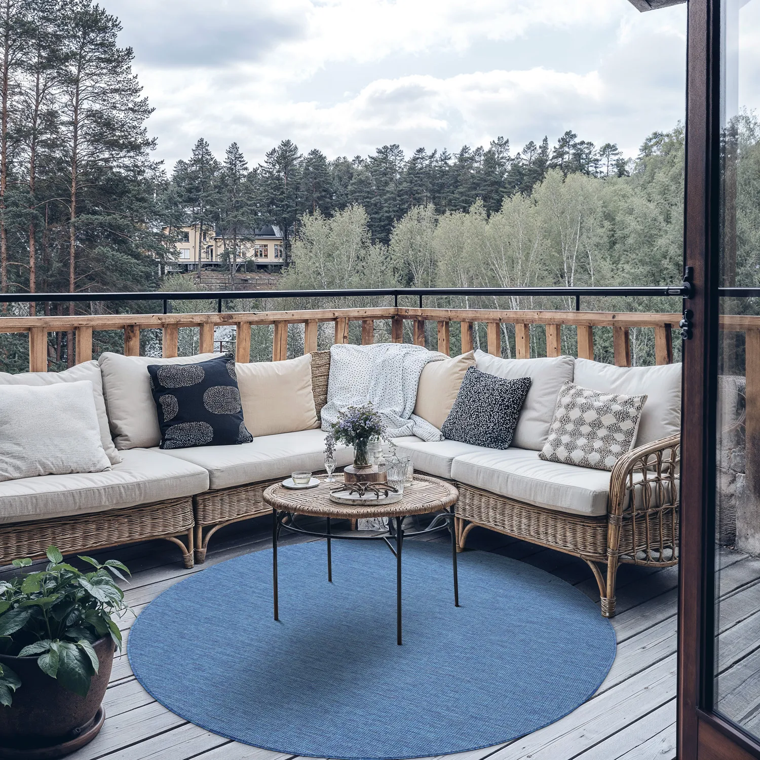 Rund Teppich - Monsanto (blau)