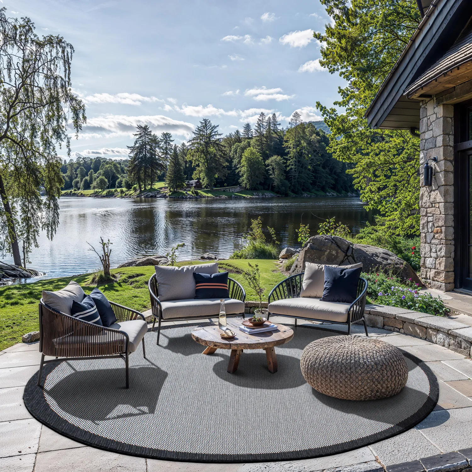 Rund Teppich - Sortelha (schwarz)