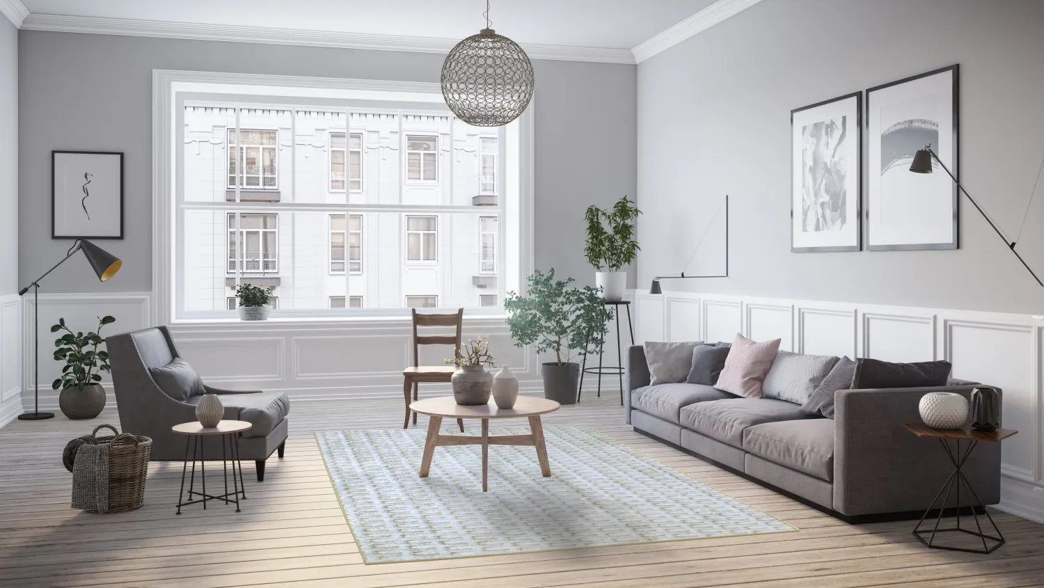 Wilton-Teppich - Sevgi (grau/weiß)