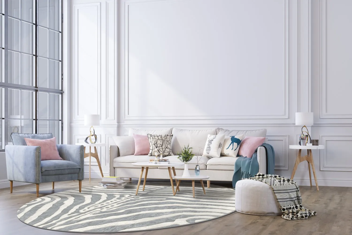 Rund Teppich - Zebra