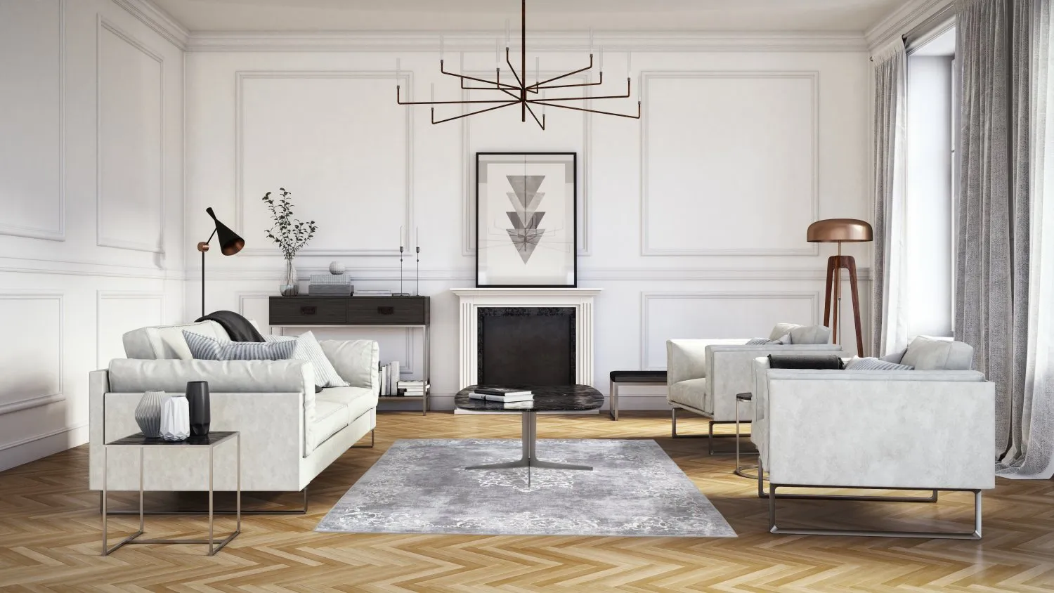 Wilton-Teppich - Santi (grau/weiß)