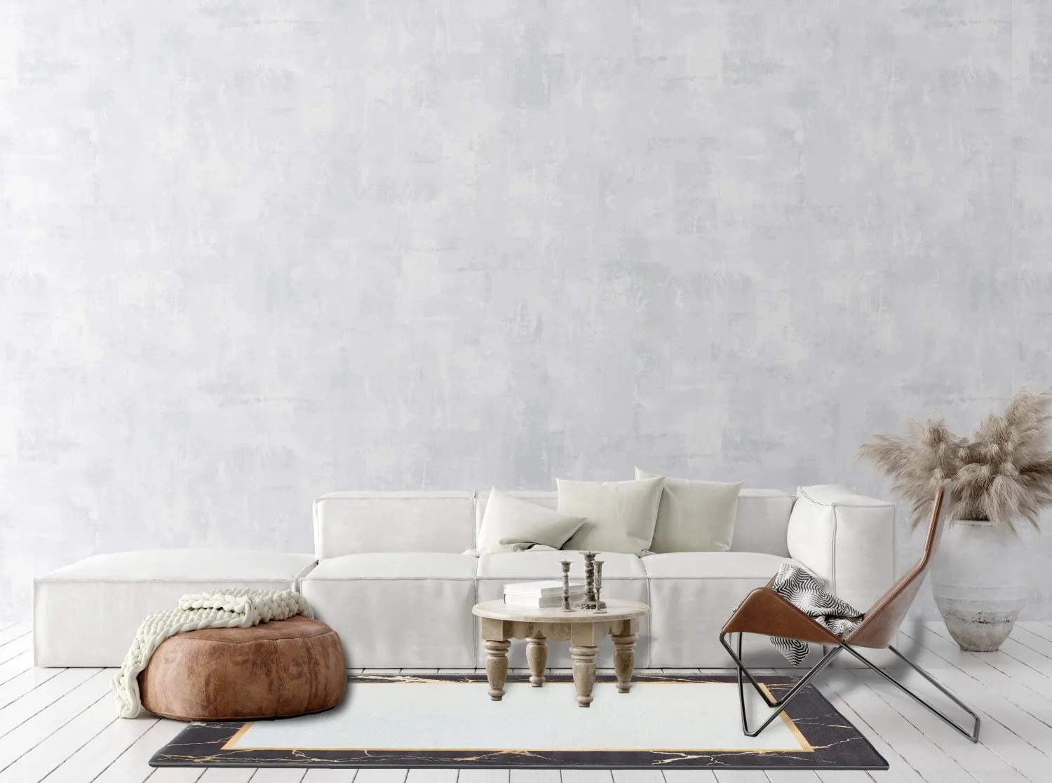 Wilton-Teppich - Cerasia (schwarz/weiß/gold)