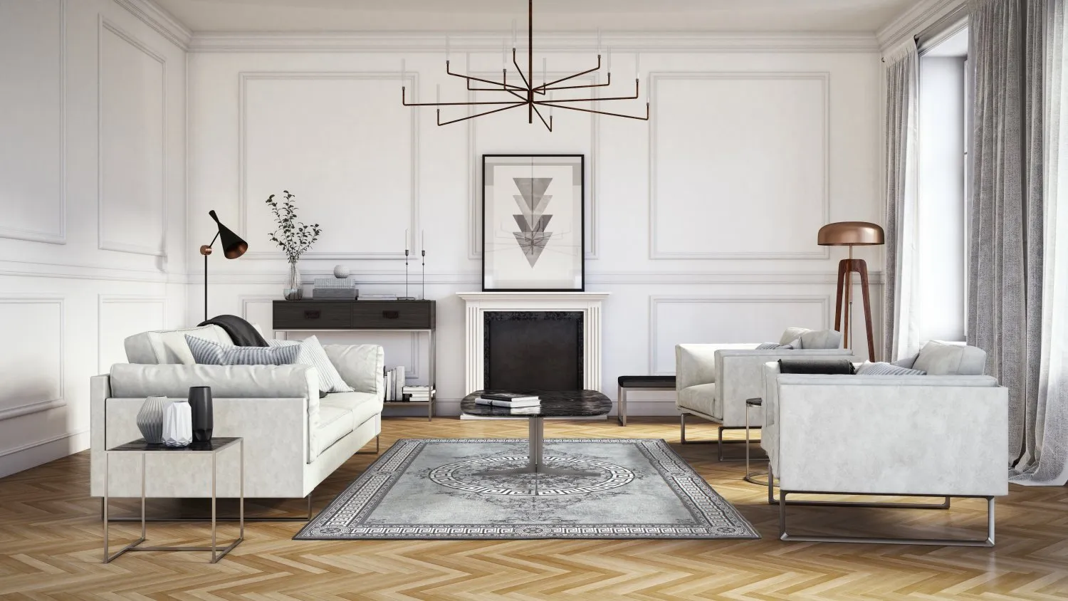 Wilton-Teppich - Amer (schwarz/weiß)