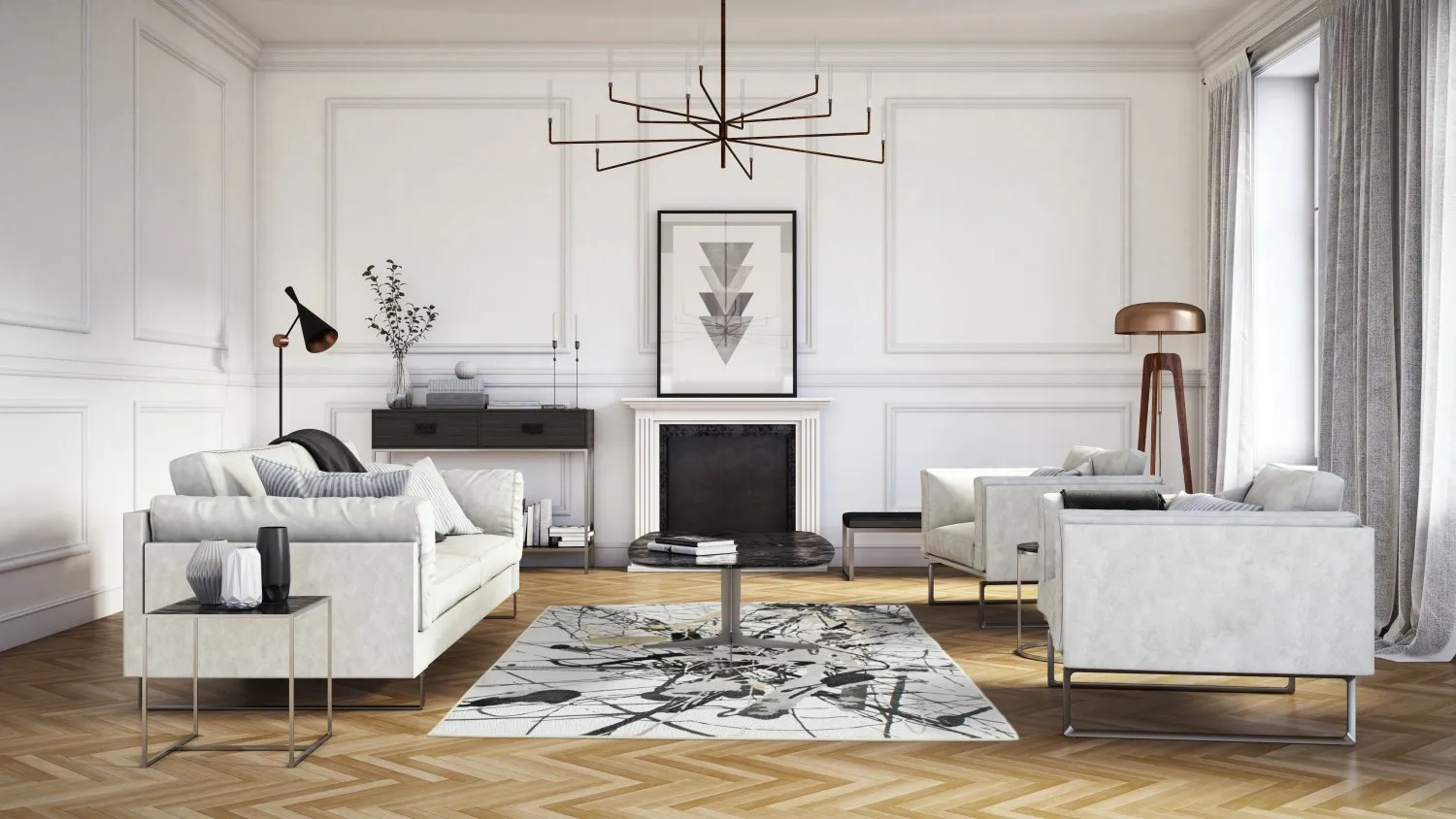 Wilton-Teppich - Lawrance (grau/weiß)