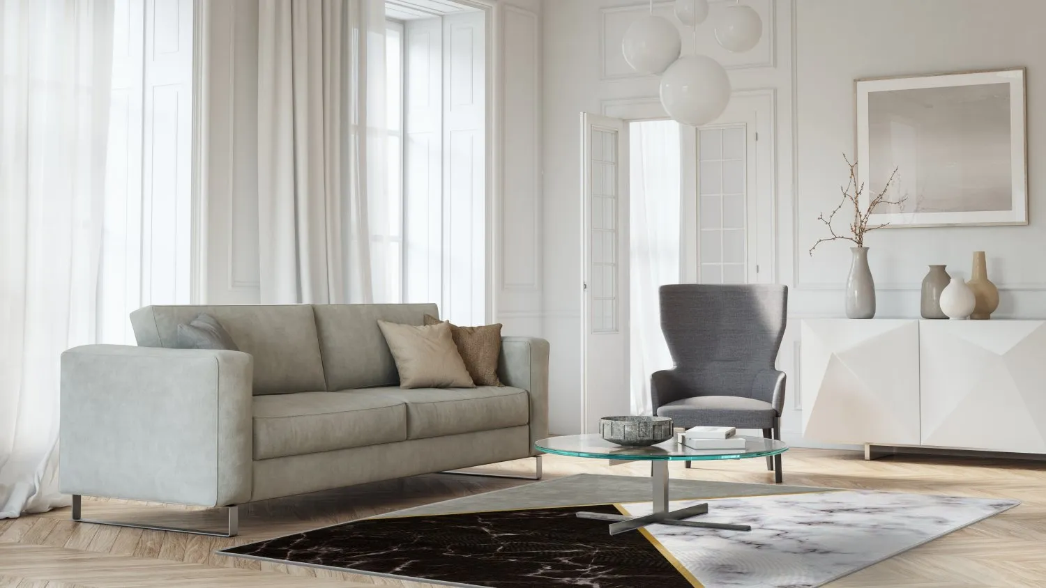 Wilton-Teppich - Savino (schwarz/weiß/grau)