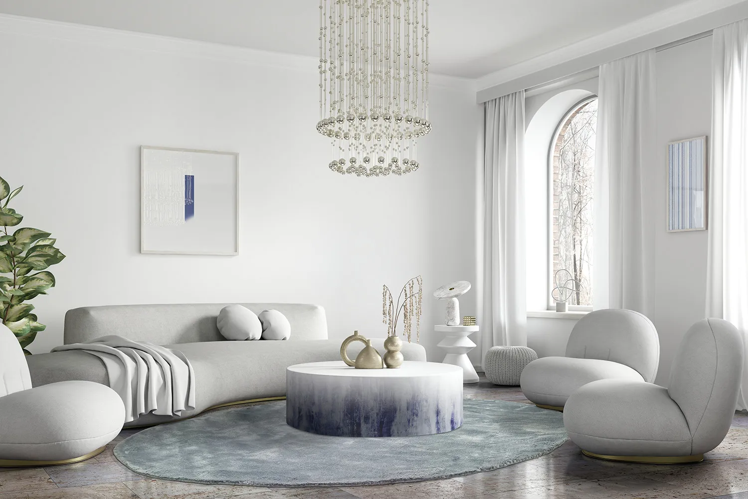 Tapis rond - Jodhpur Special Luxury Edition (bleu/gris)