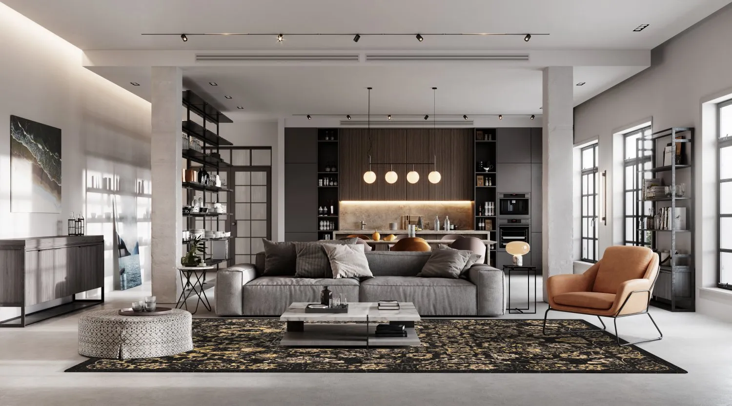 Wilton-Teppich - Fernana (schwarz/gold)