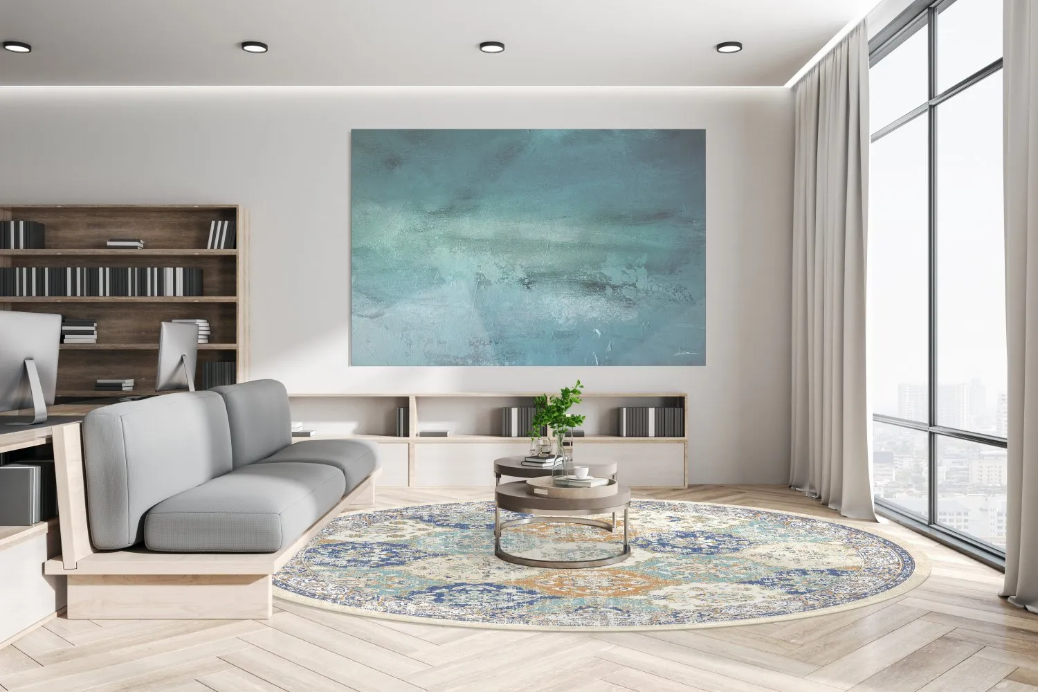 Rund Teppich - Bohemia (blau/multi)