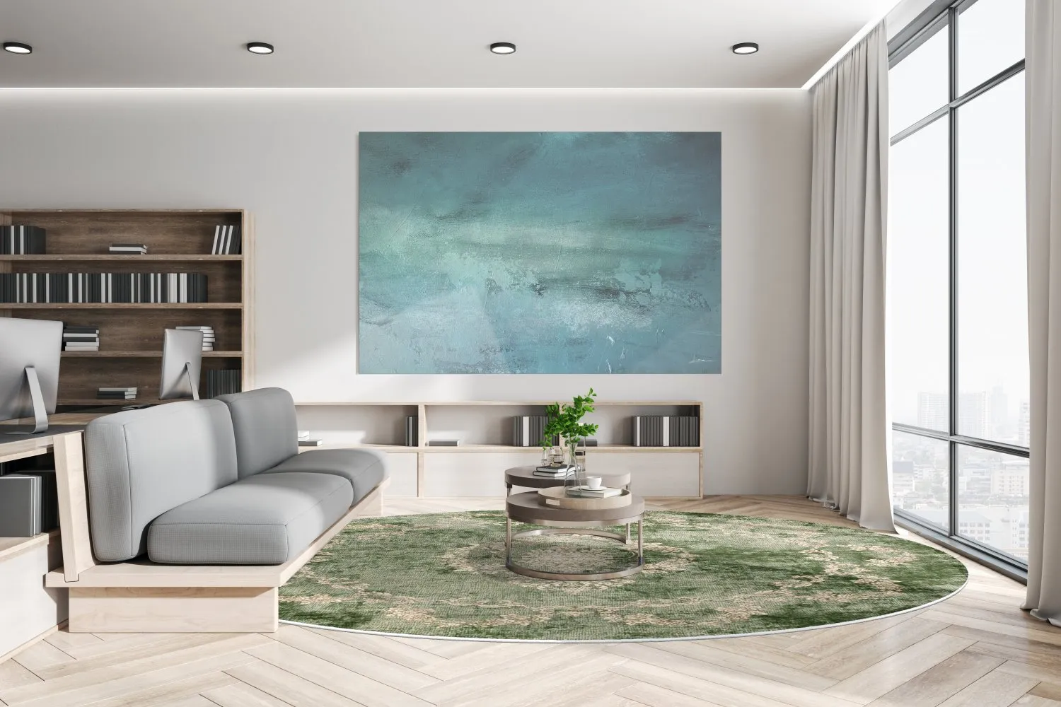 Tapis rond - Taknis (vert)