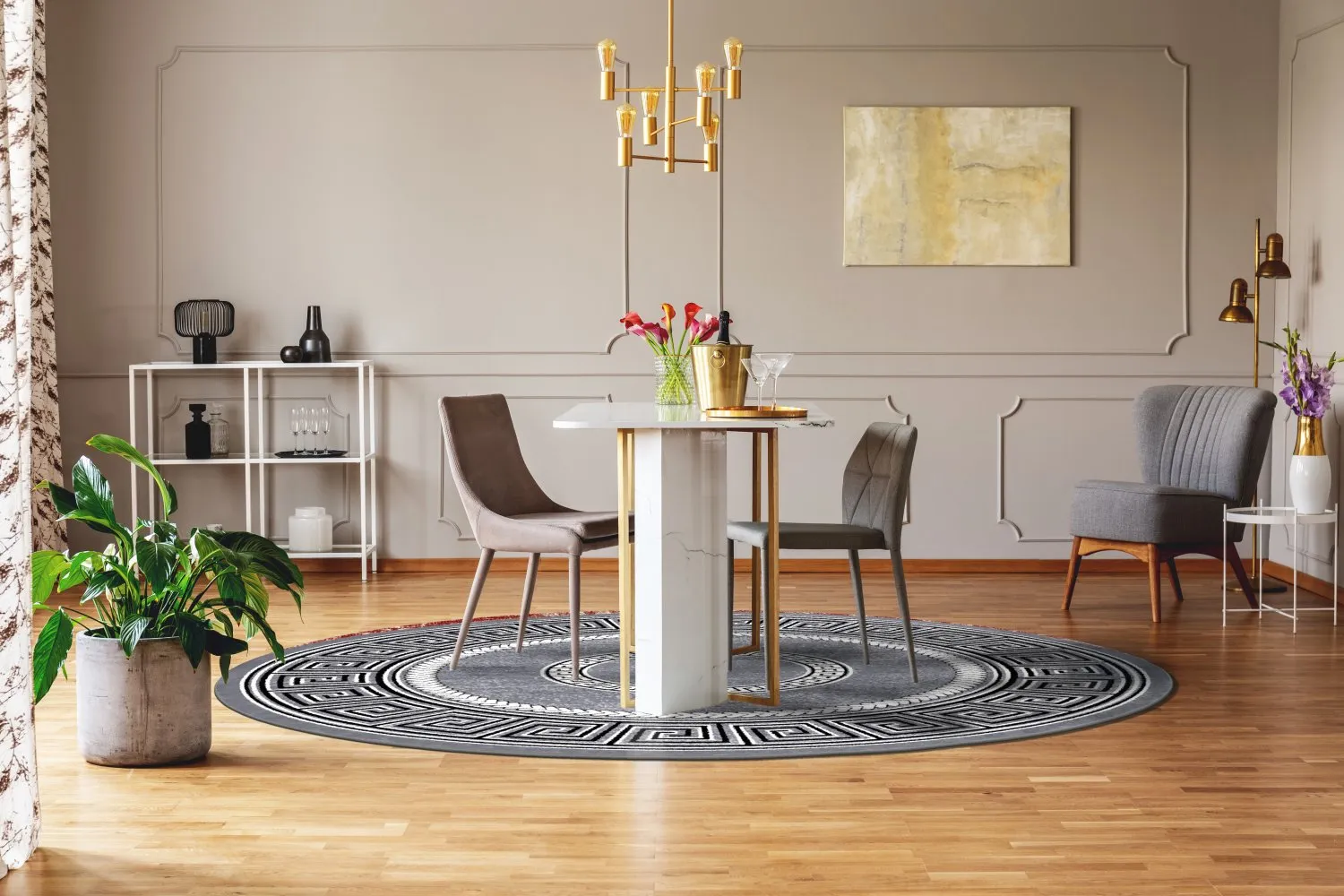 Rund Teppich - Ankara Versace (grau)