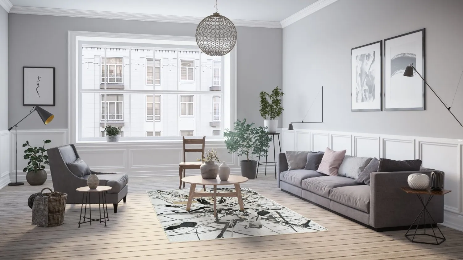 Wilton-Teppich - Lawrance (grau/weiß)