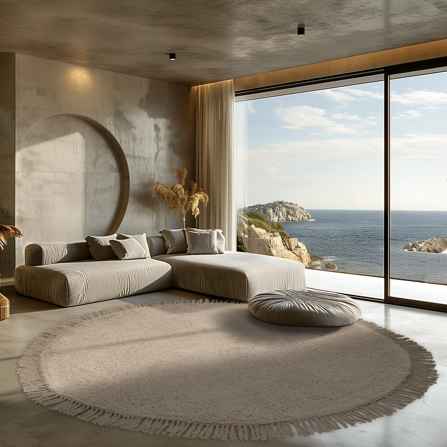 Runde Teppiche - Alba Natural Cotton Shaggy (beige)