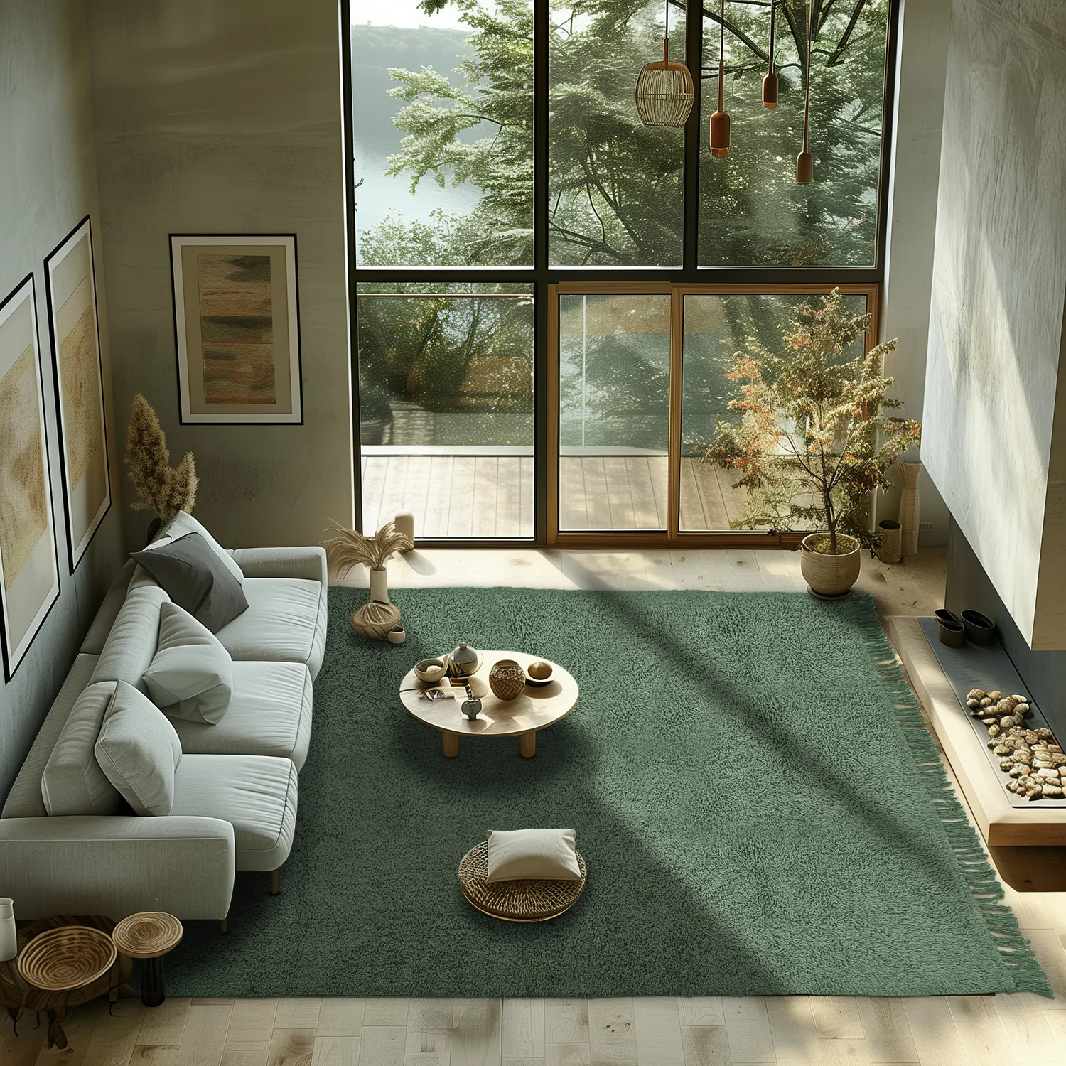 Hochflorteppiche - Alba Natural Cotton Shaggy (grün)