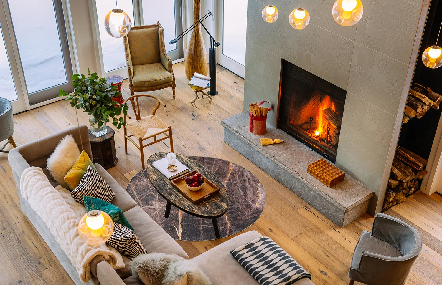 Rund Teppich - Aris (schwarz/gold)