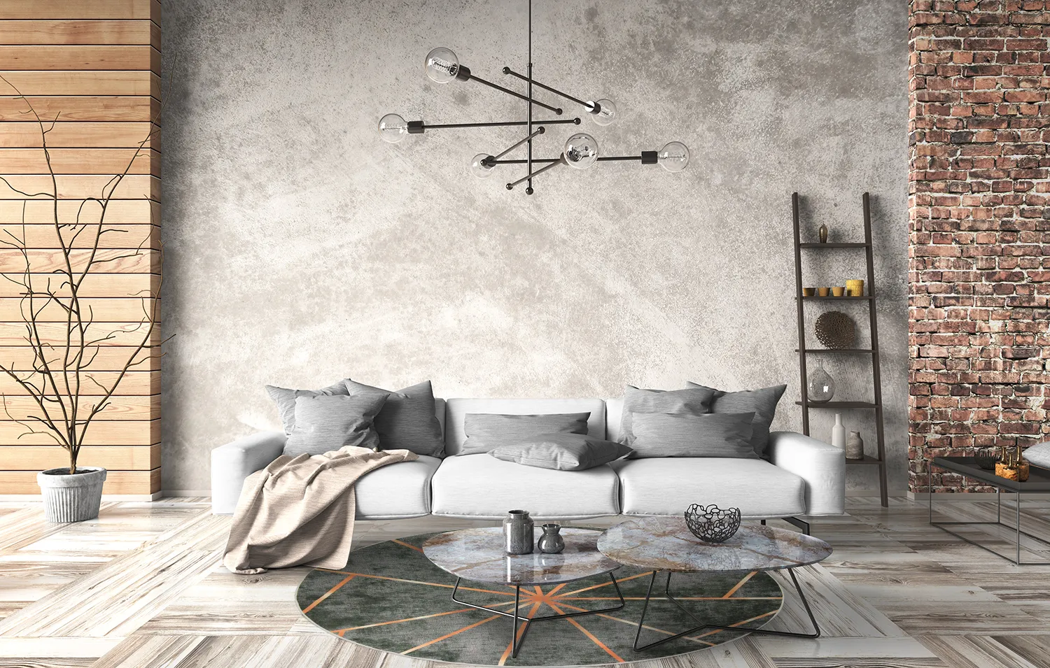 Rund Teppich - Bellizzi (grün/orange)