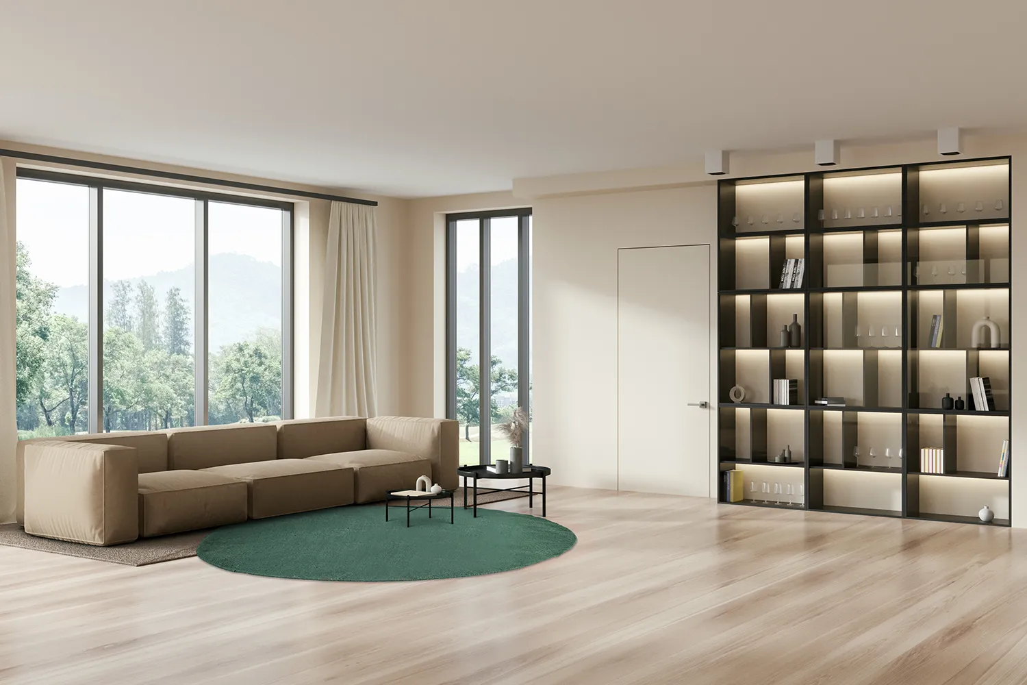 Tapis rond en coton - Billie (vert)