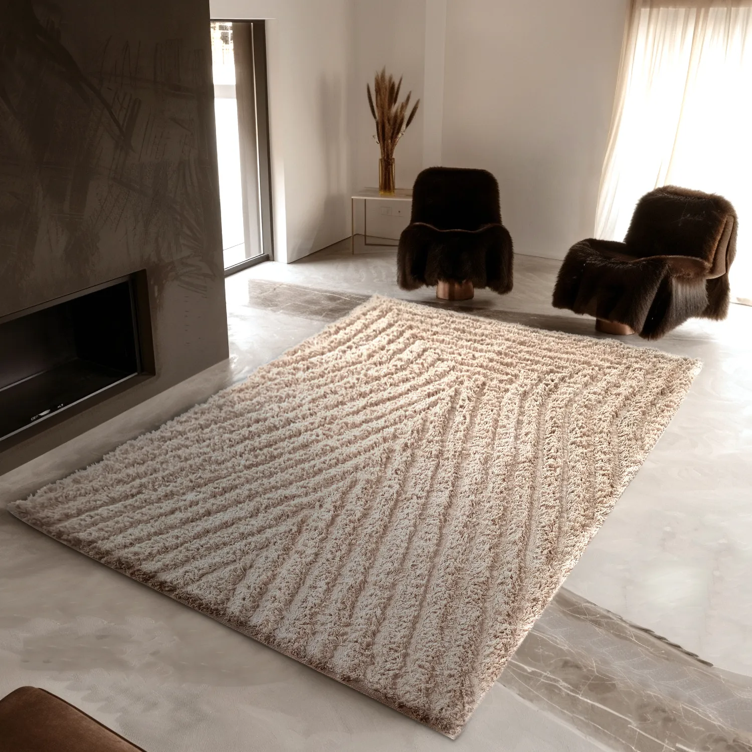 Hochflorteppiche - Indra Natural Cotton Shaggy (beige)