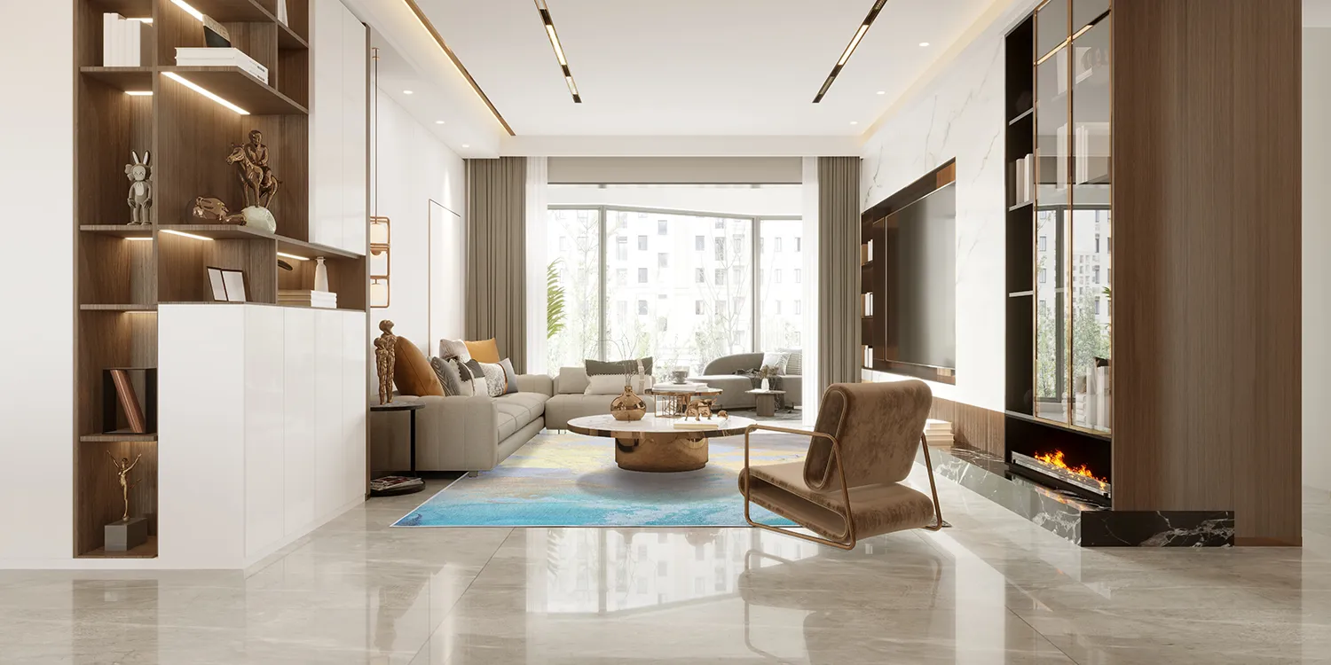 Wilton-Teppich - Borgo (blau/gelb)