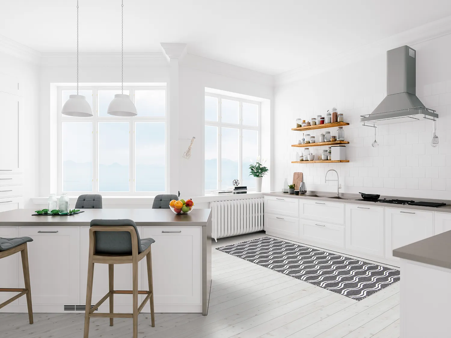 Kunststoffteppiche - Camden (schwarz/weiß)