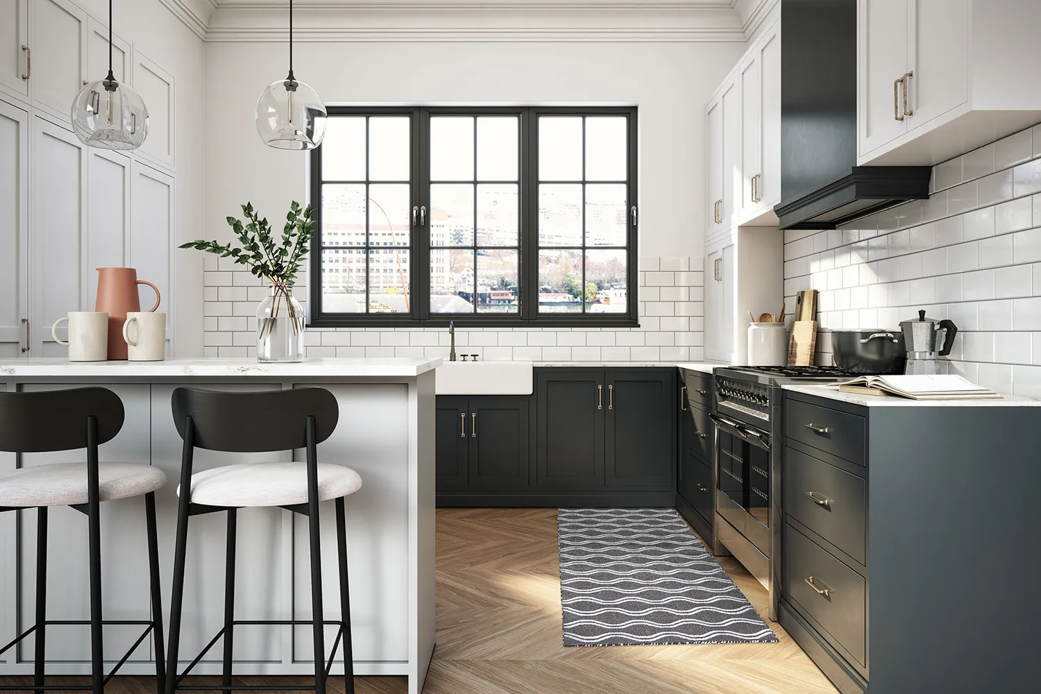 Kunststoffteppiche - Camden (schwarz/weiß)