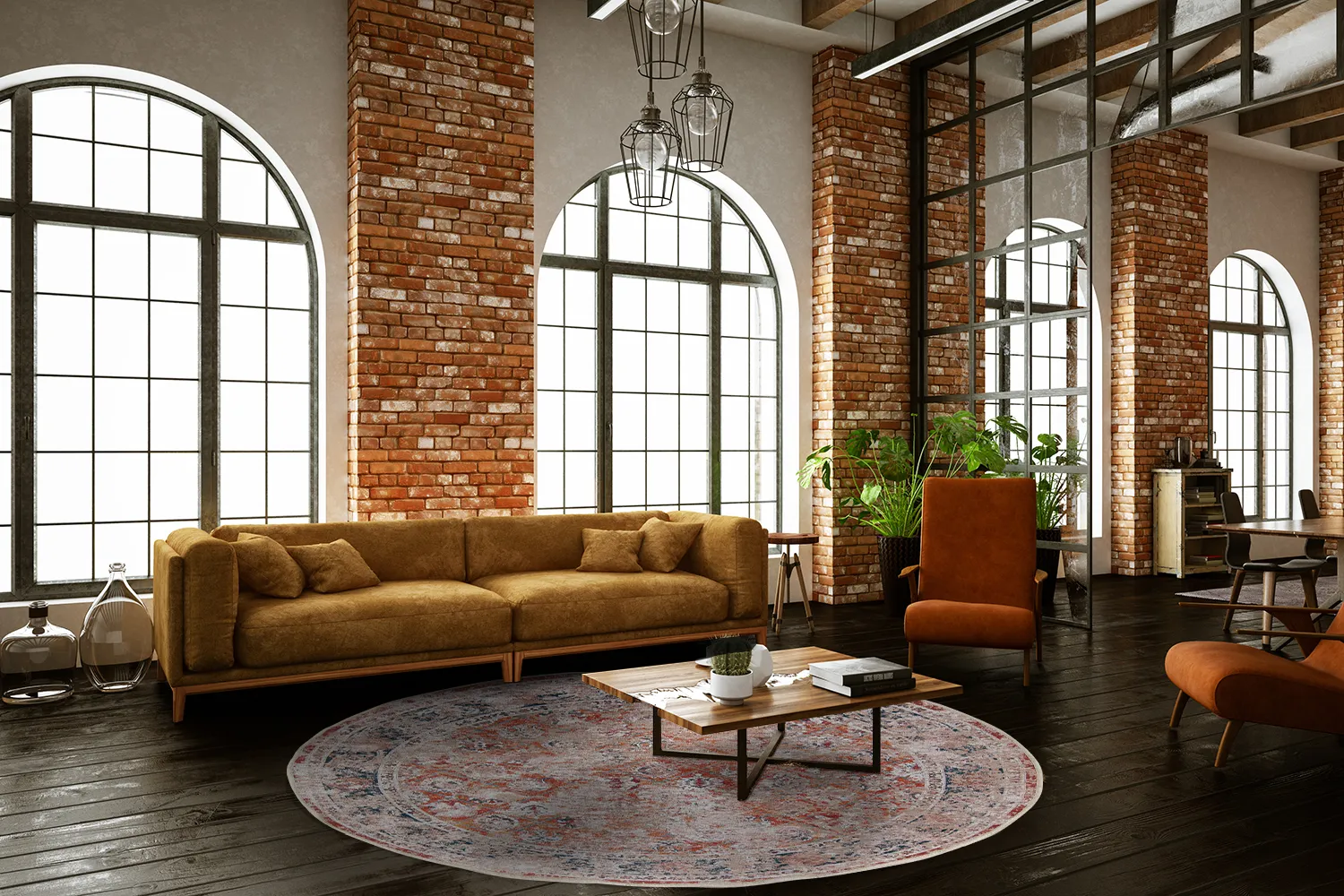 Rund Teppich - Douz (rosa/multi)