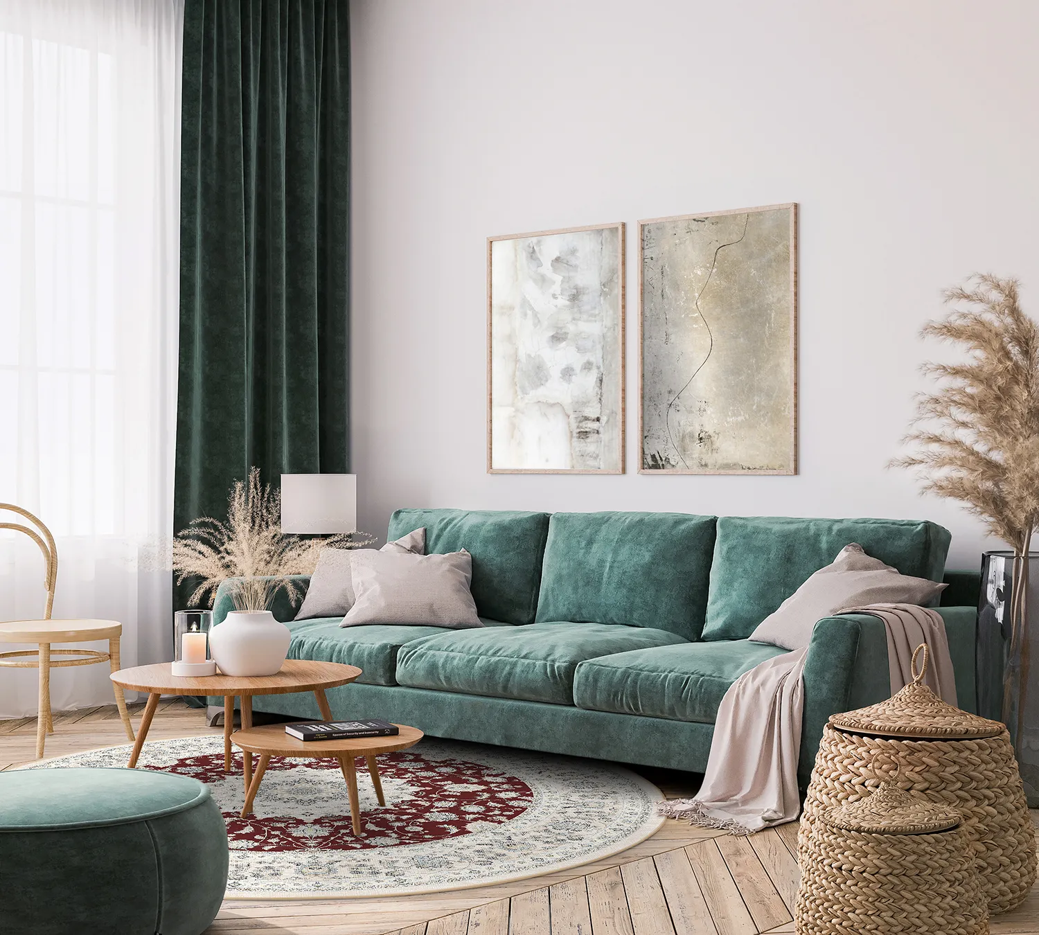 Tapis rond - Arabella (bordeaux)